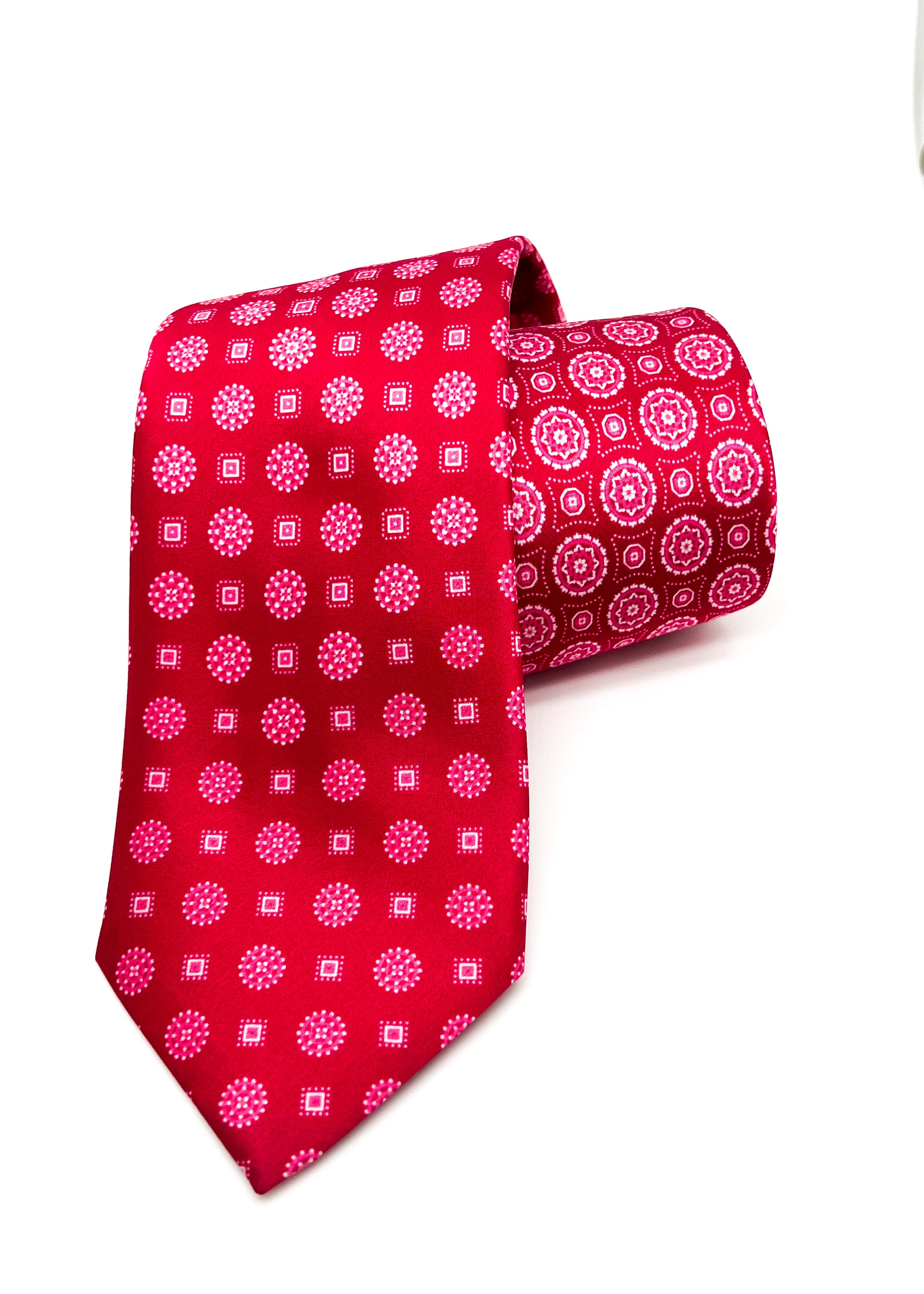 $240 BRIONI - Gradient Medallion Pattern Hot Pink Silk 3" - Tie
