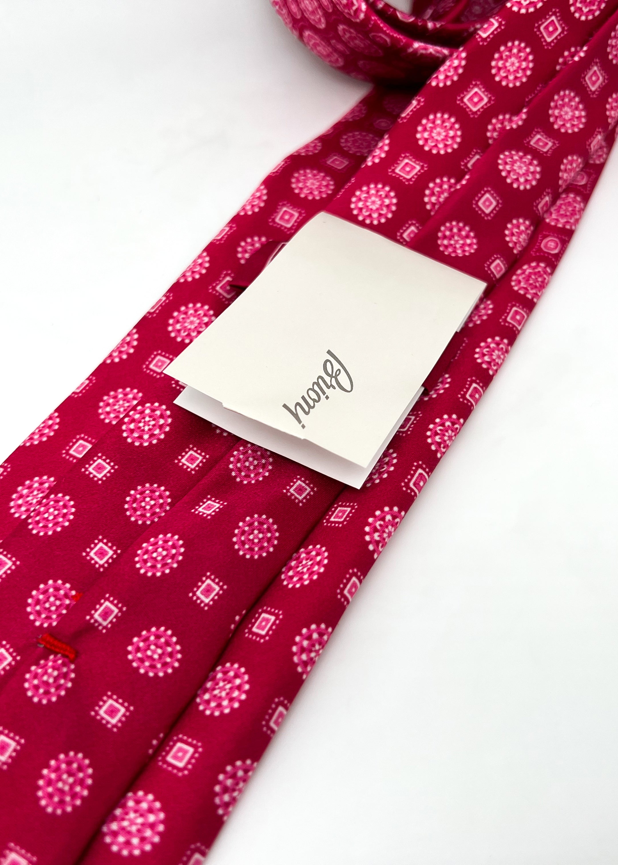 $240 BRIONI - Gradient Medallion Pattern Hot Pink Silk 3" - Tie