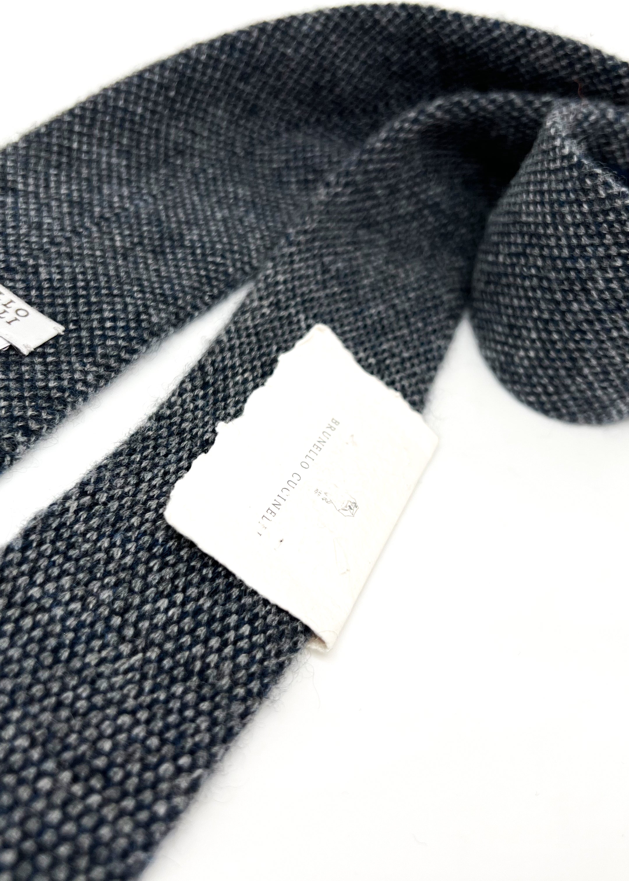 $395 BRUNELLO CUCINELLI - Pure CASHMERE Gray Knit Tie 2.25" - Tie