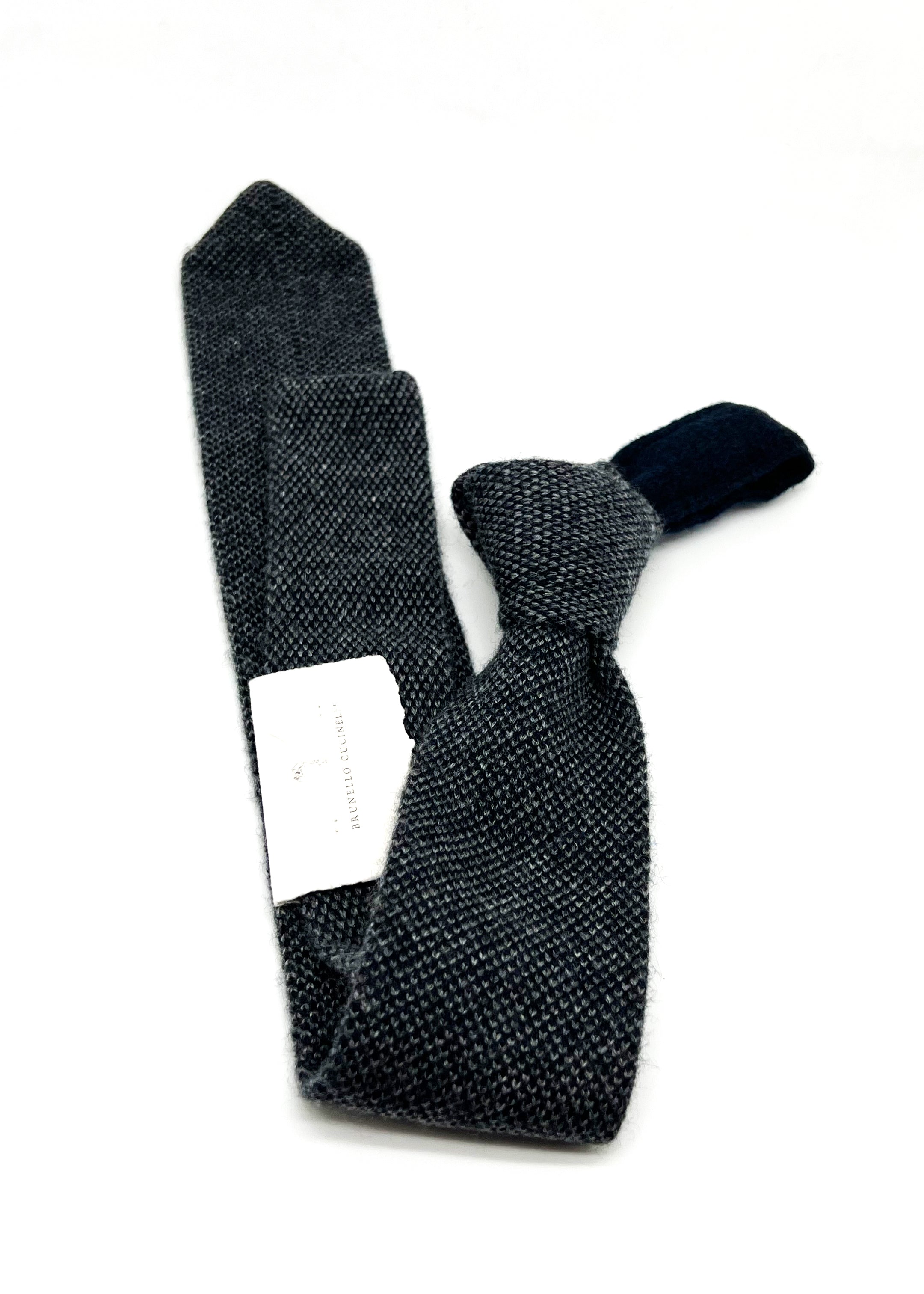 $395 BRUNELLO CUCINELLI - Pure CASHMERE Gray Knit Tie 2.25" - Tie
