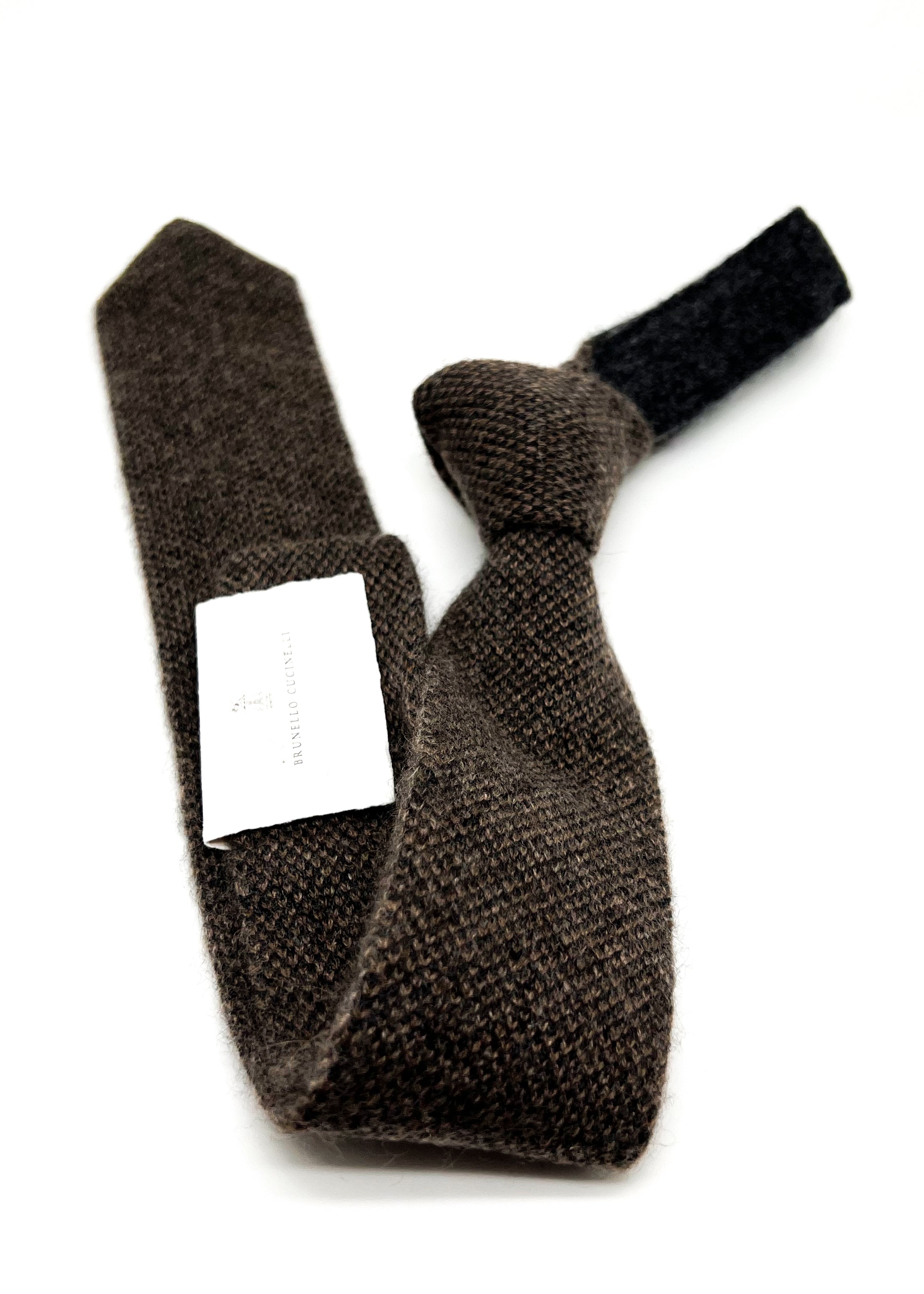 $395 BRUNELLO CUCINELLI - Pure CASHMERE Brown Knit Tie 2.25" - Tie