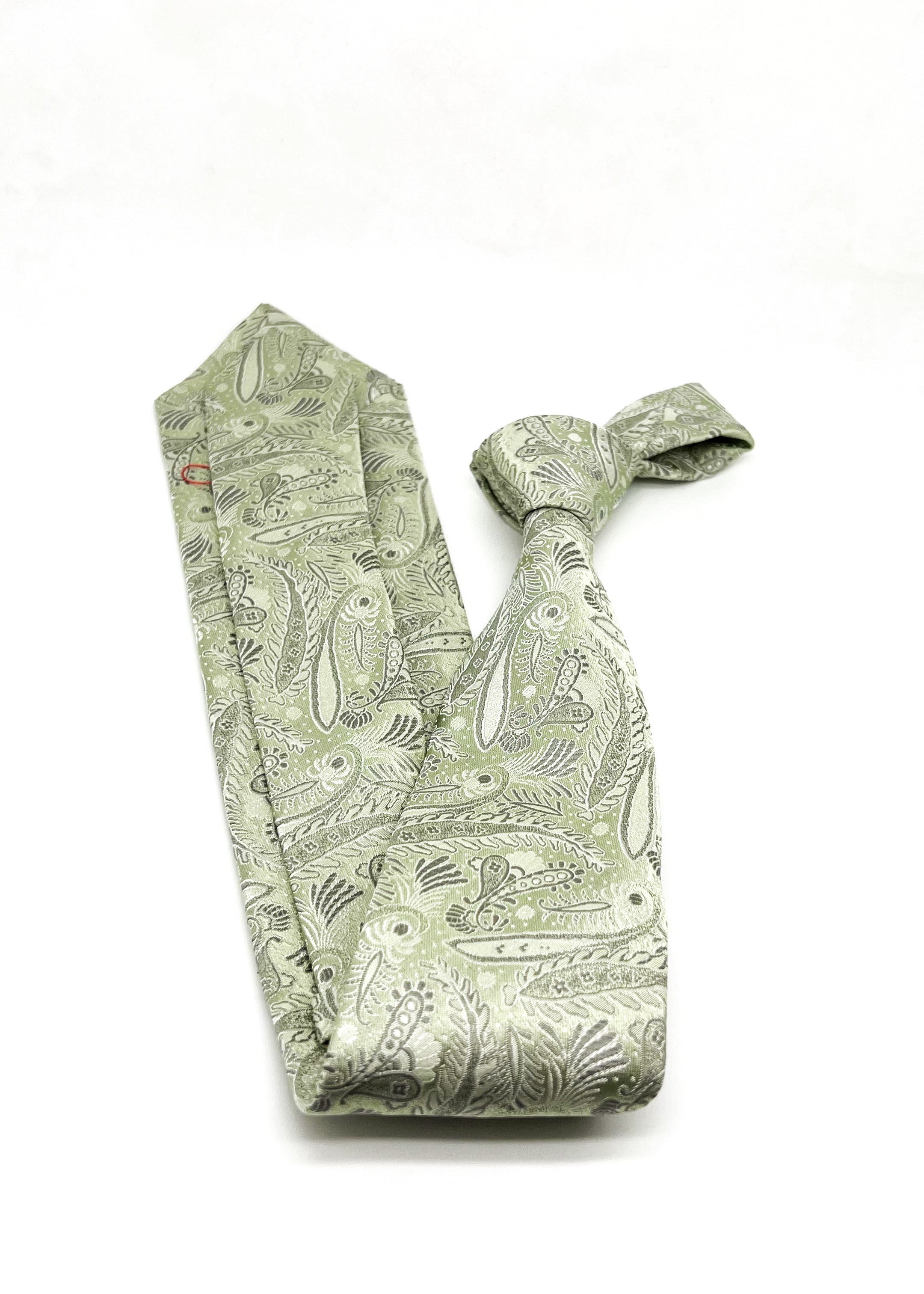 $235 ISAIA - * 7-Fold * Napoli Green Tonal Paisley Tie 3.25" - Tie