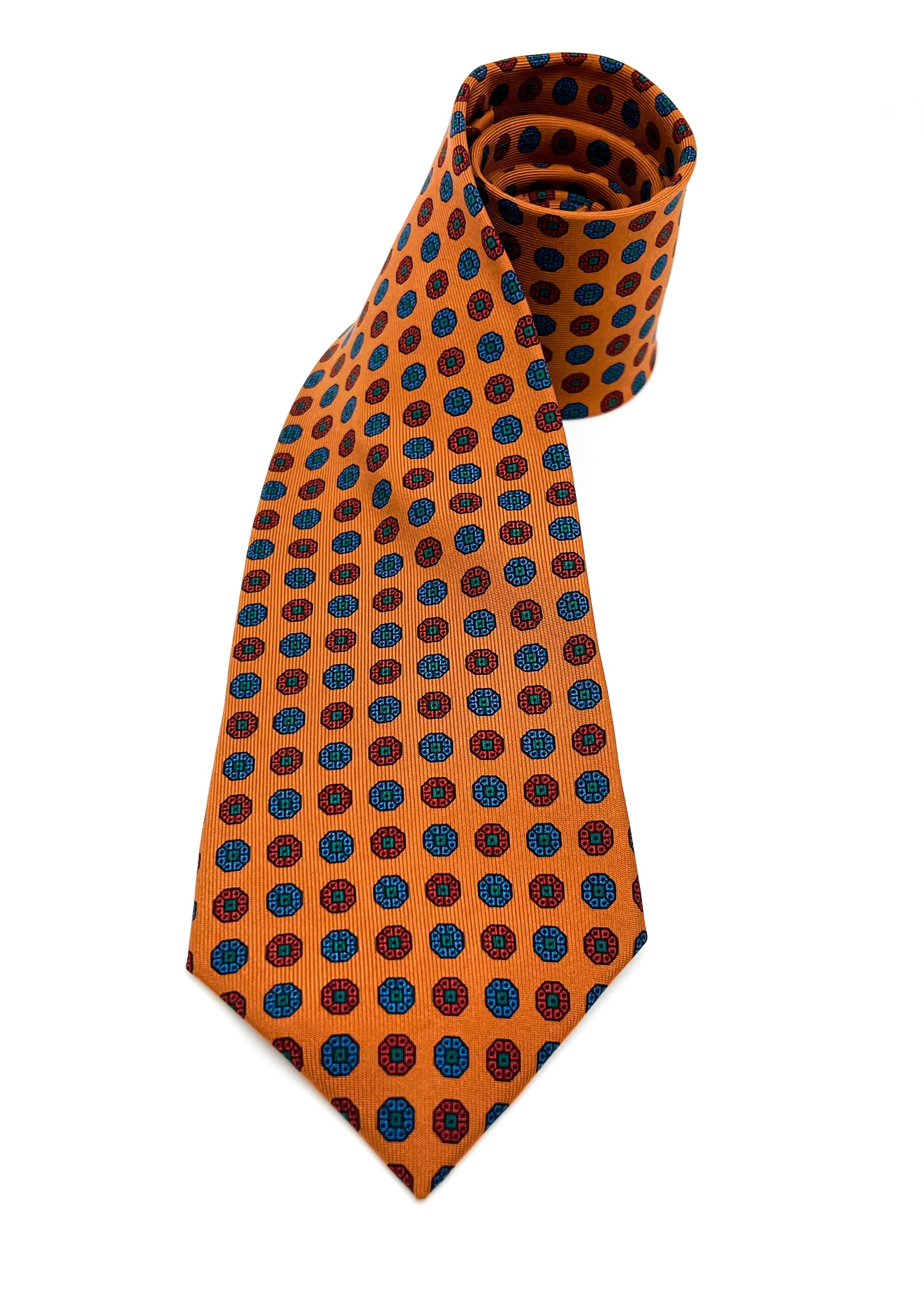 $230 E. MARINELLA - NAPOLI *Hand Made* Pure Silk Medallion 3.5" - Tie