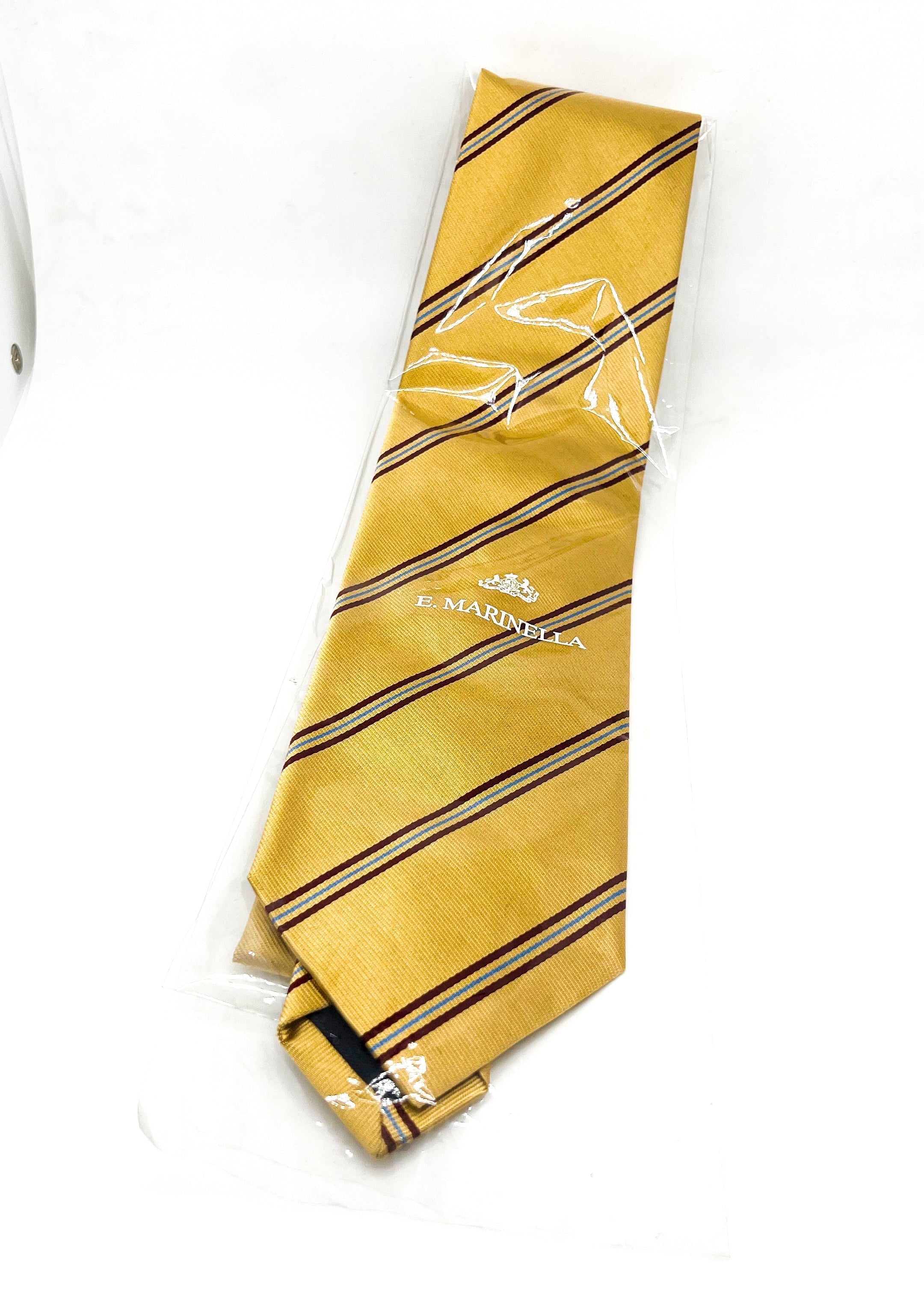 $230 E. MARINELLA - NAPOLI *Hand Made* Collegiate Gold / Burgundy 3.5" - Tie