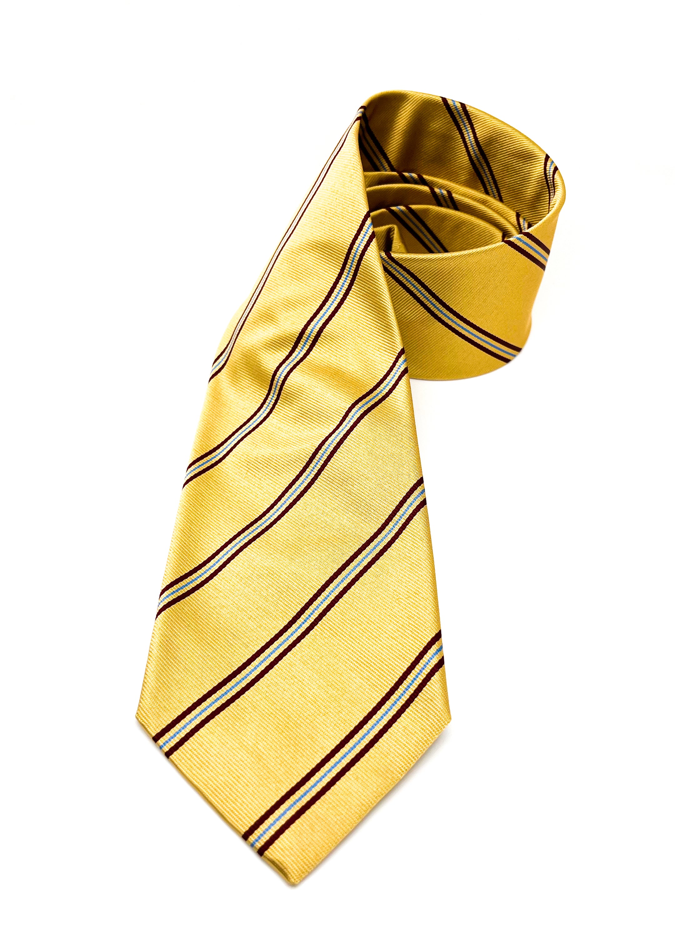$230 E. MARINELLA - NAPOLI *Hand Made* Collegiate Gold / Burgundy 3.5" - Tie