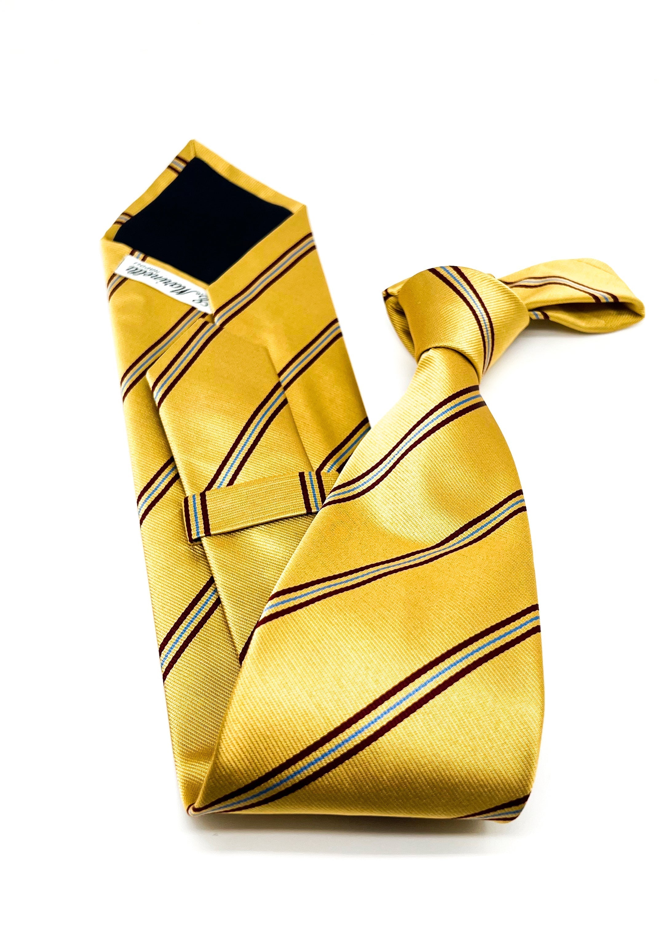 $230 E. MARINELLA - NAPOLI *Hand Made* Collegiate Gold / Burgundy 3.5" - Tie