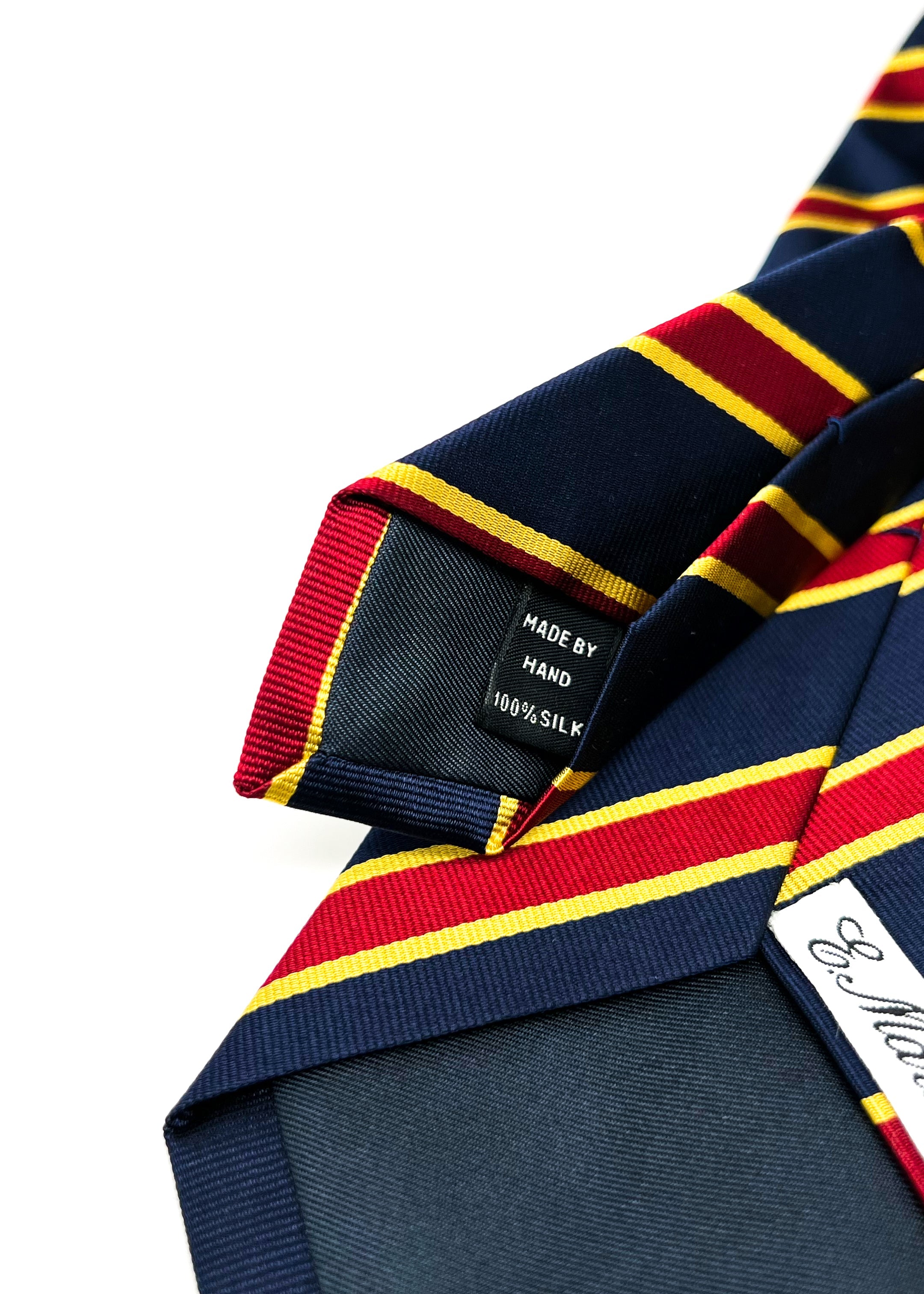 $230 E. MARINELLA - NAPOLI *Hand Made* Collegiate Navy Alt Stripe 3.5" - Tie