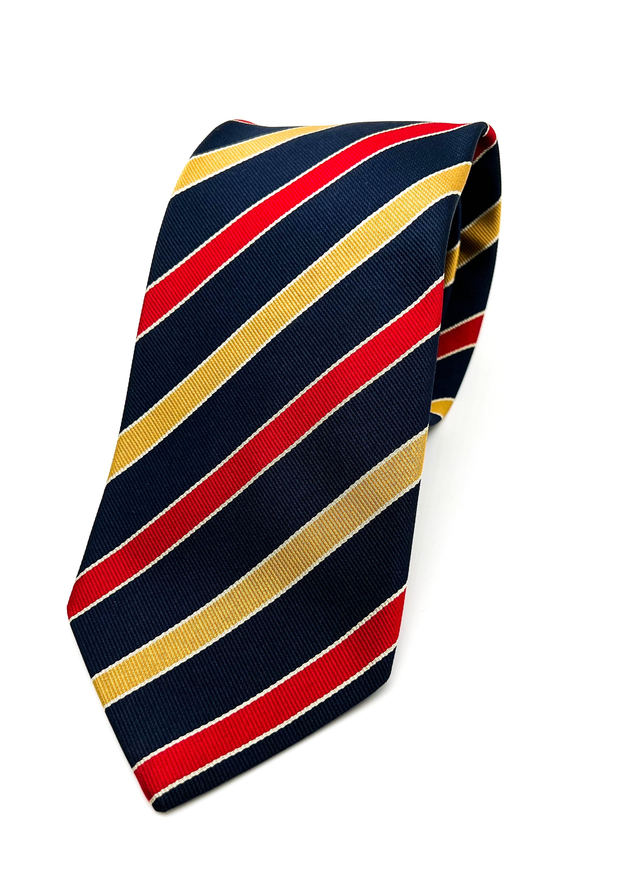 $230 E. MARINELLA - NAPOLI *Hand Made* Collegiate Navy Broad Stripe 3.5" - Tie