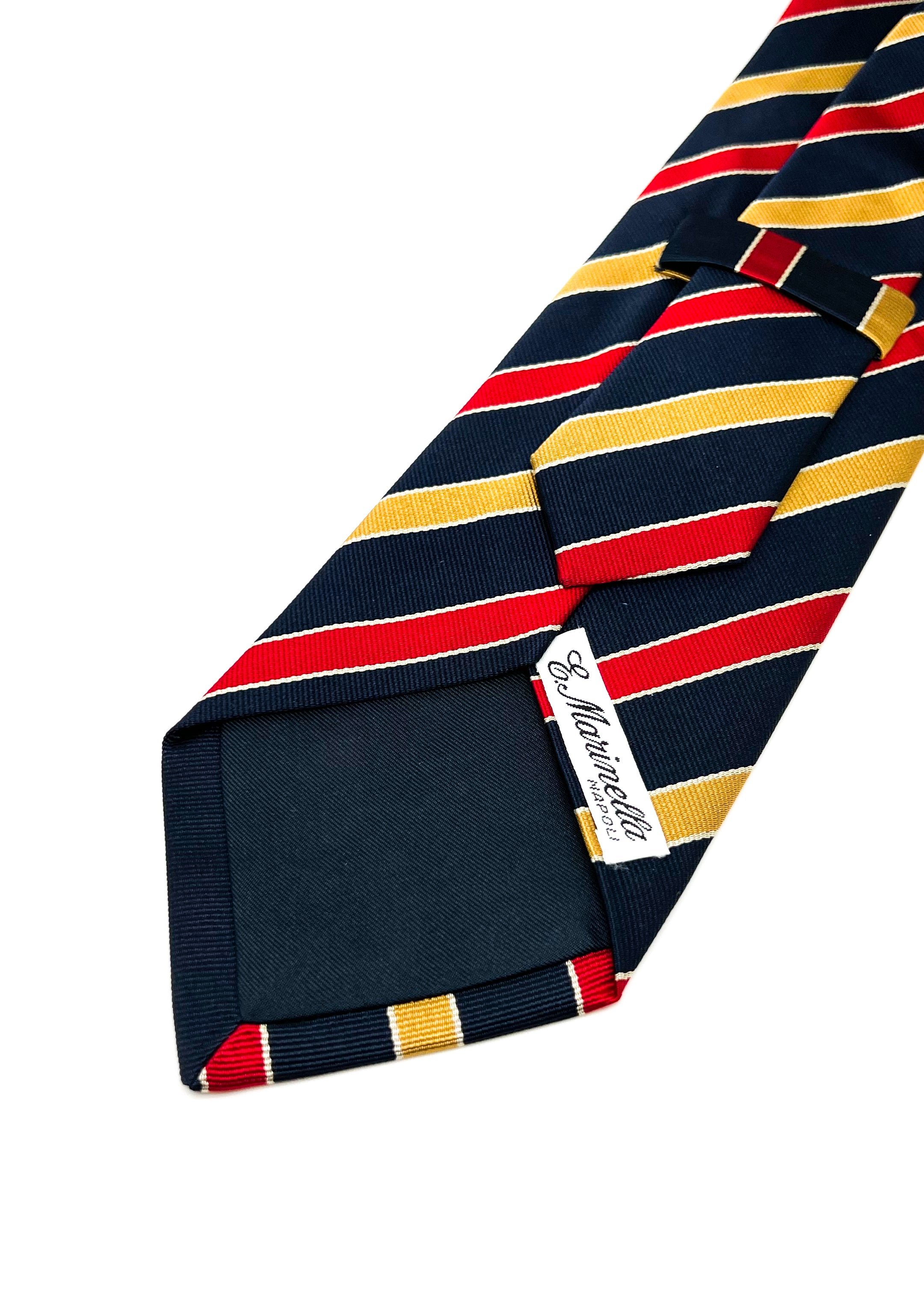$230 E. MARINELLA - NAPOLI *Hand Made* Collegiate Navy Broad Stripe 3.5" - Tie