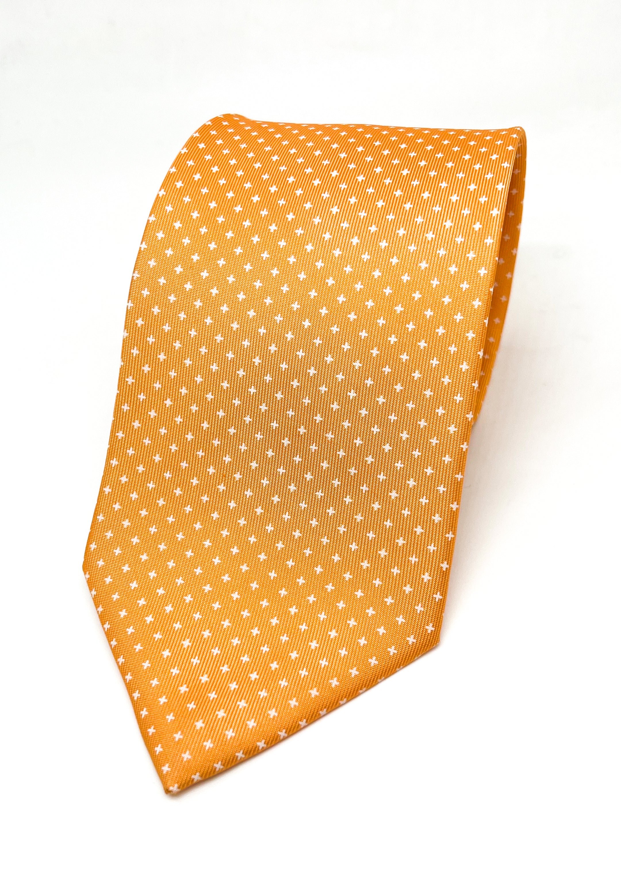 $230 E. MARINELLA - NAPOLI *Hand Made* Orange Star Pattern SILK 3.5" - Tie
