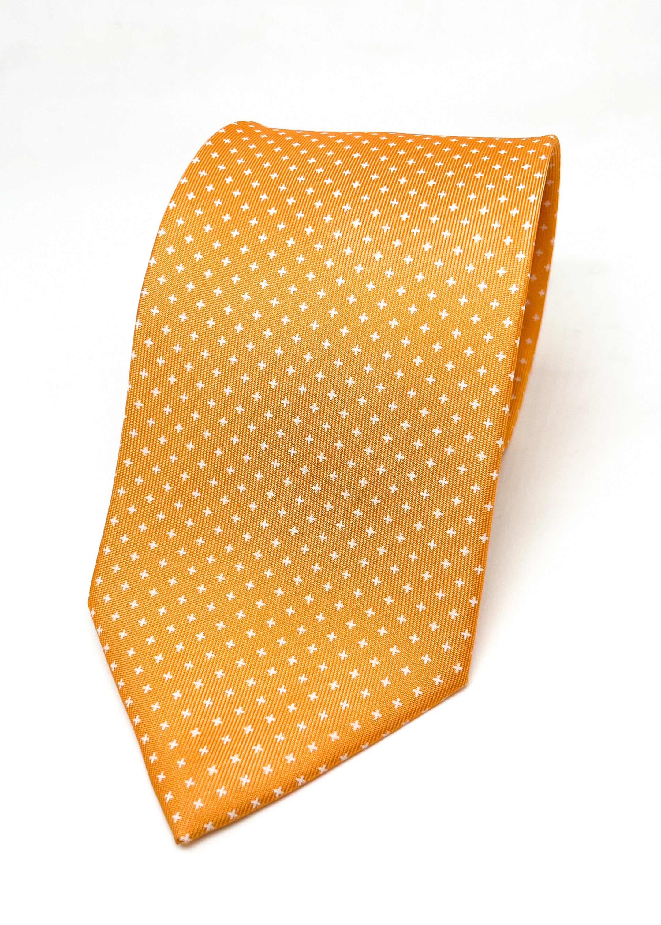 $230 E. MARINELLA - NAPOLI *Hand Made* Orange Star Pattern SILK 3.5" - Tie