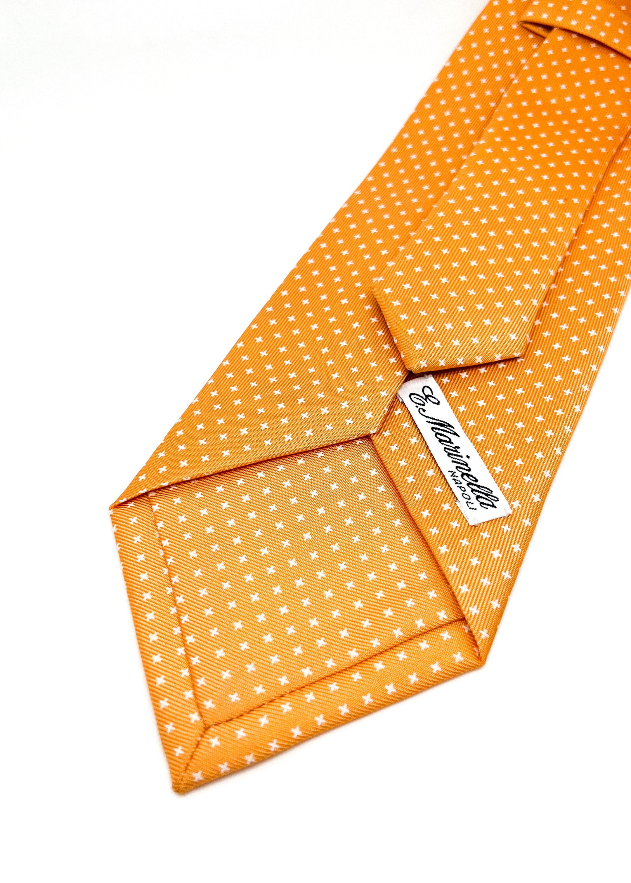 $230 E. MARINELLA - NAPOLI *Hand Made* Orange Star Pattern SILK 3.5" - Tie