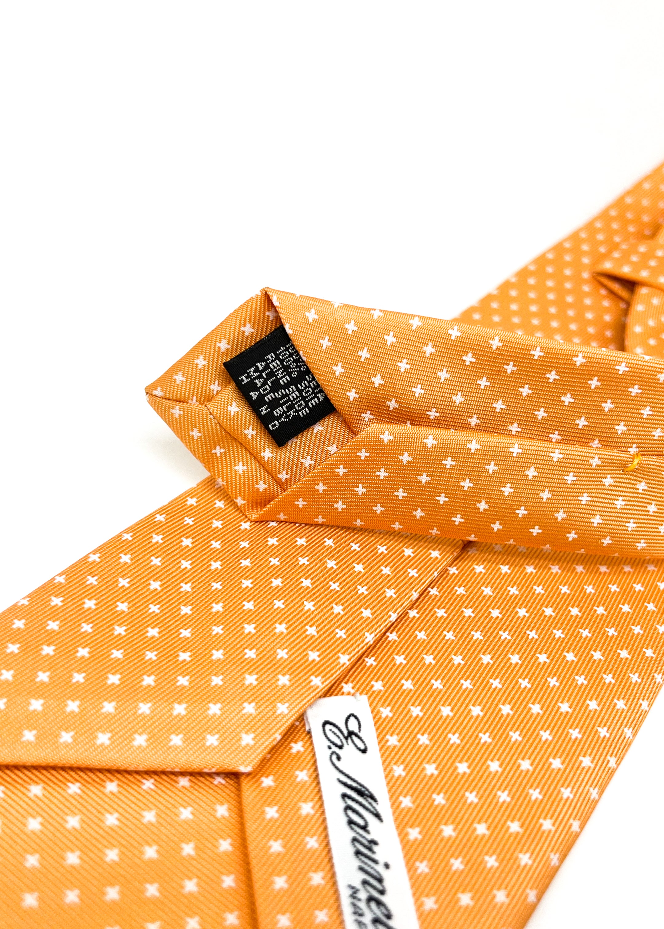 $230 E. MARINELLA - NAPOLI *Hand Made* Orange Star Pattern SILK 3.5" - Tie