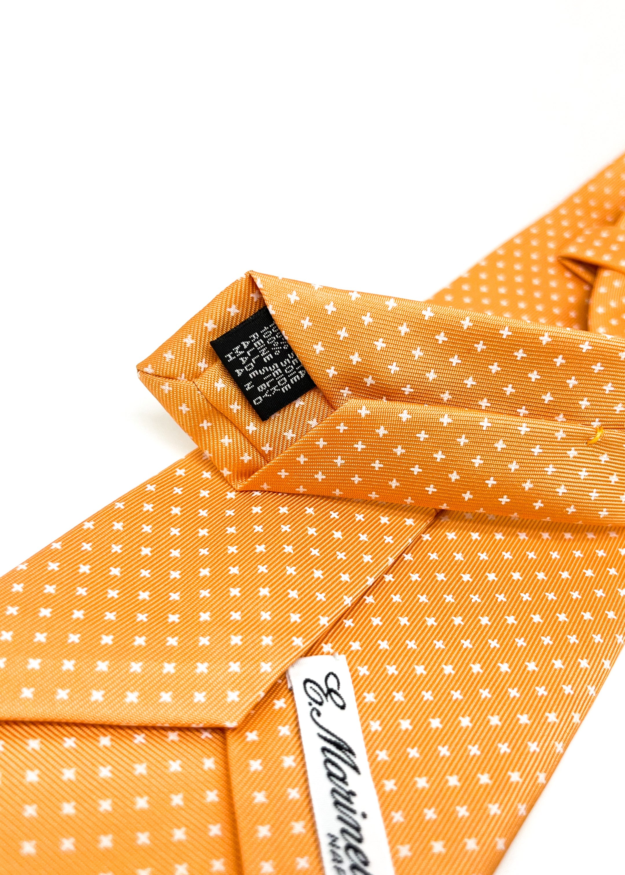 $230 E. MARINELLA - NAPOLI *Hand Made* Orange Star Pattern SILK 3.5" - Tie