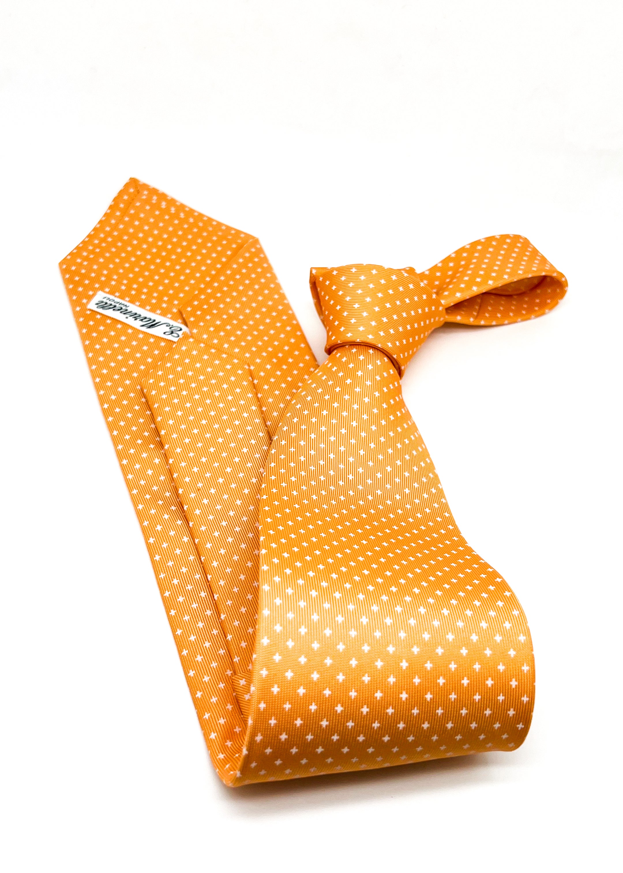 $230 E. MARINELLA - NAPOLI *Hand Made* Orange Star Pattern SILK 3.5" - Tie