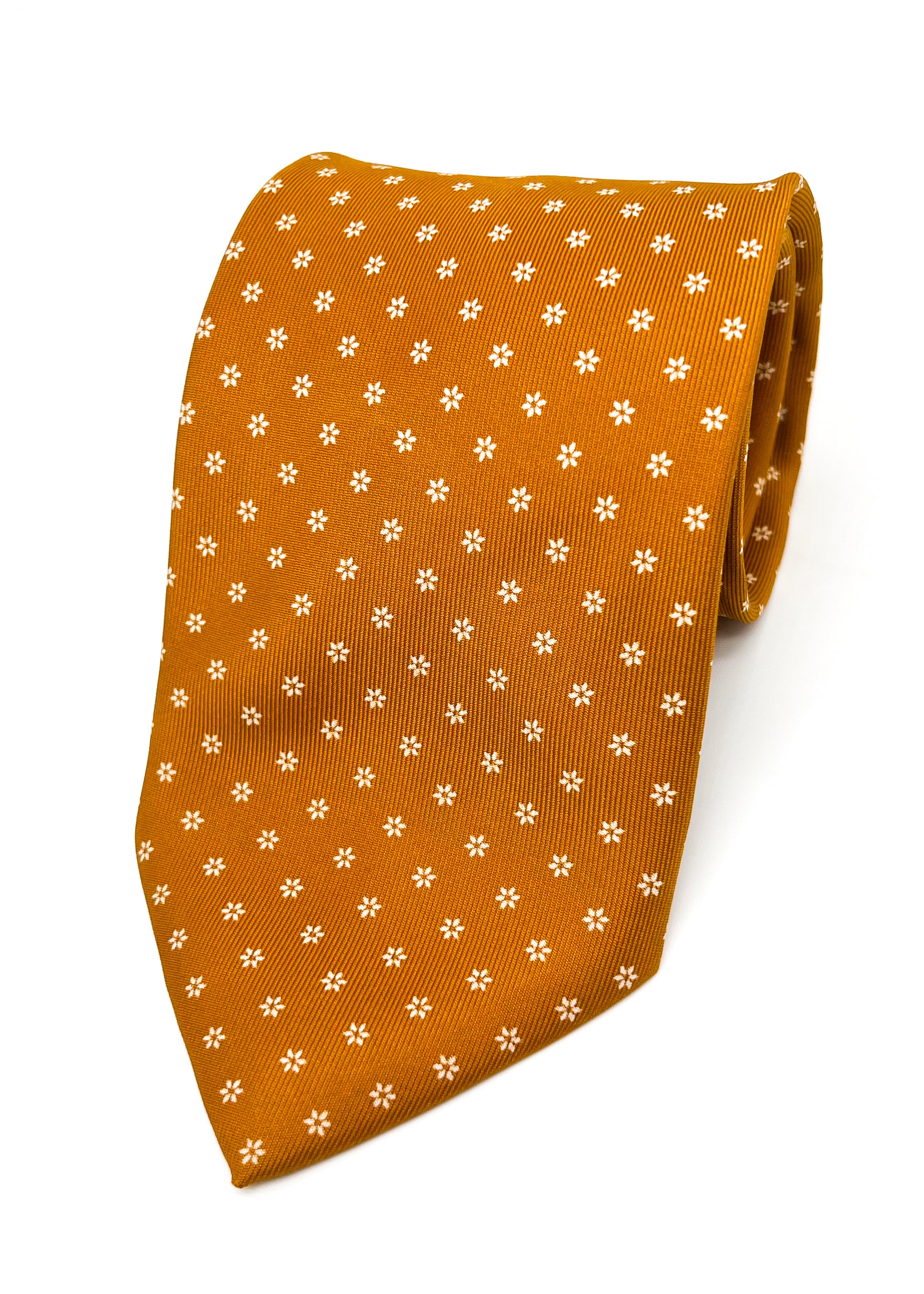 $230 E. MARINELLA - NAPOLI *Hand Made* Pumpkin Floral SILK 3.5" - Tie