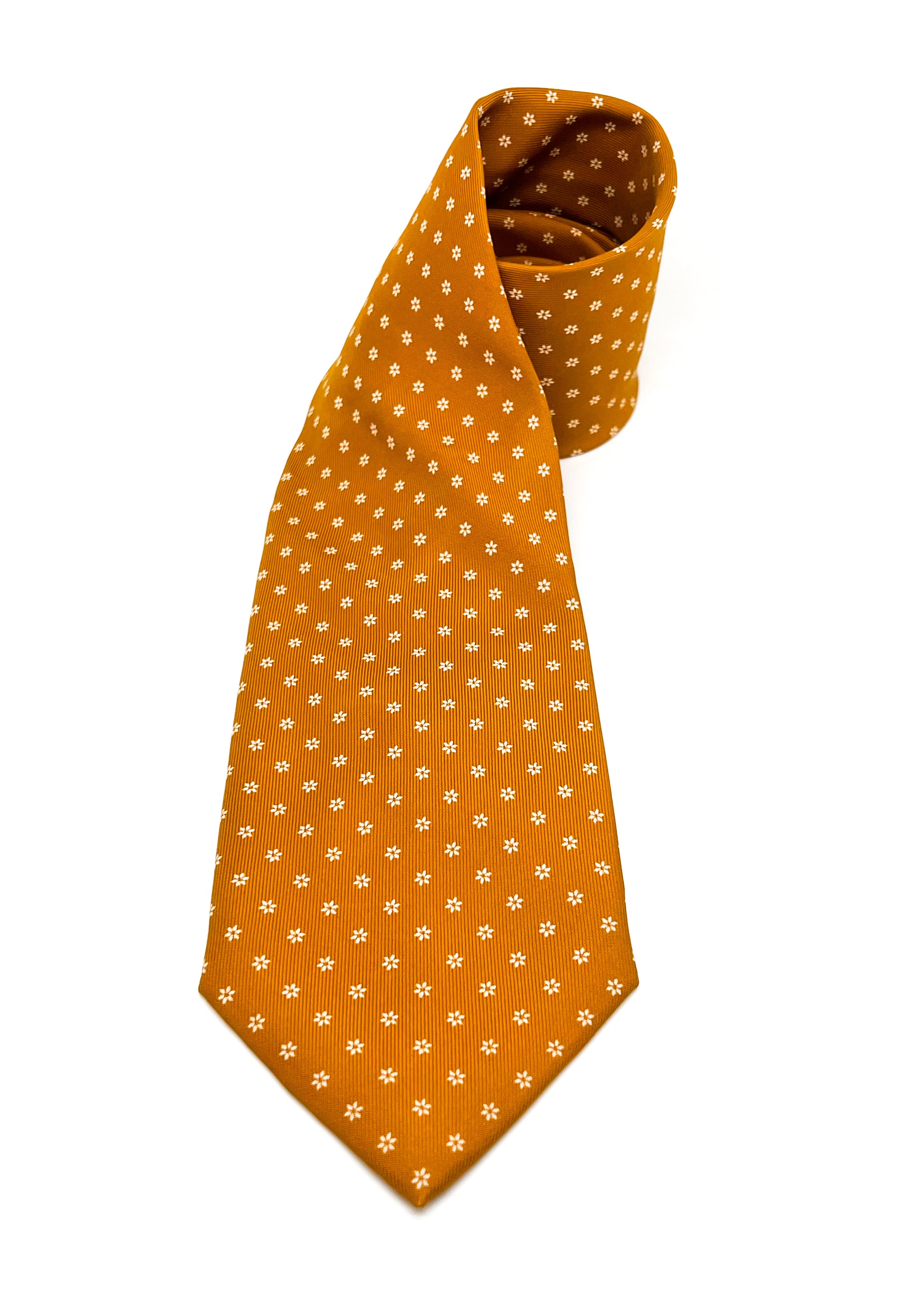 $230 E. MARINELLA - NAPOLI *Hand Made* Pumpkin Floral SILK 3.5" - Tie