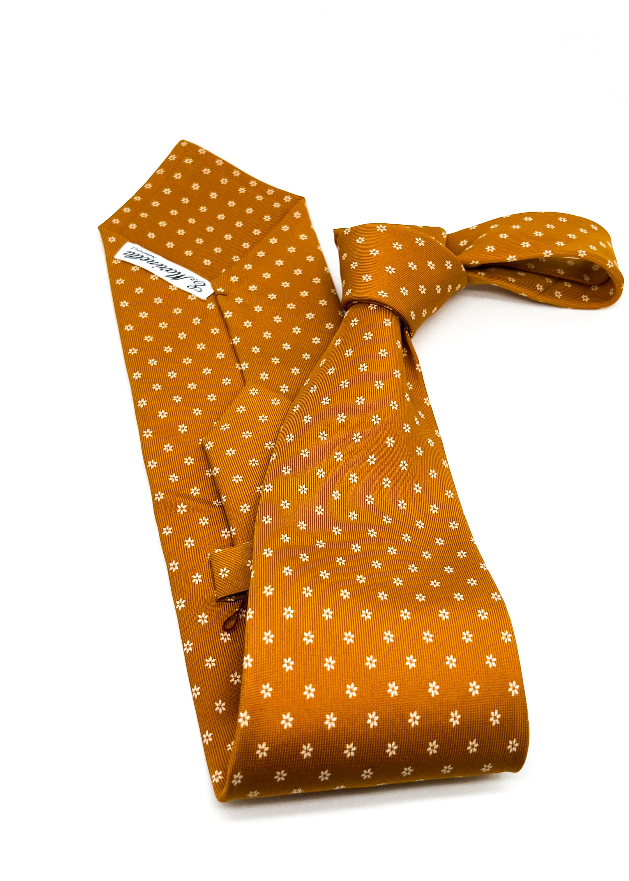 $230 E. MARINELLA - NAPOLI *Hand Made* Pumpkin Floral SILK 3.5" - Tie