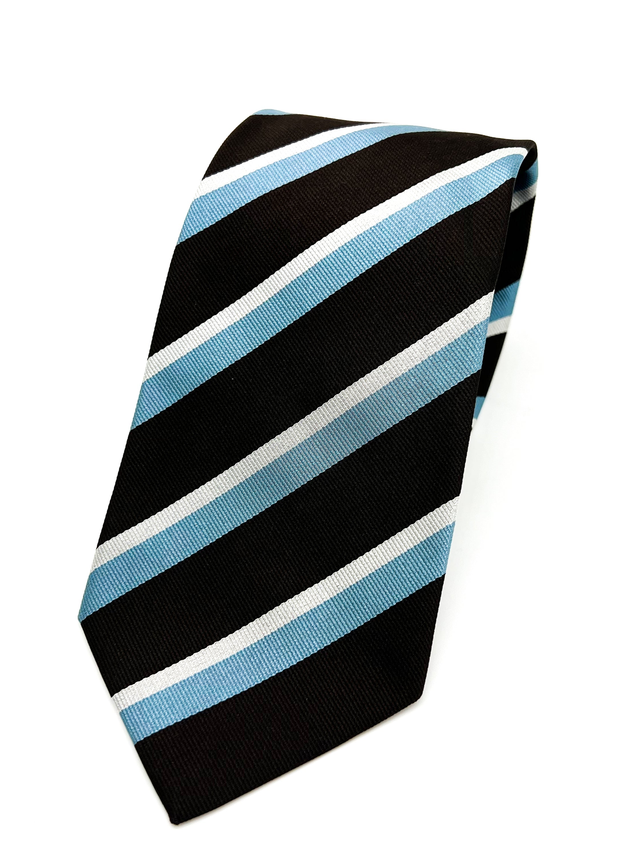 $230 E. MARINELLA - NAPOLI *Hand Made* Brown & Light Blue Stripe SILK 3.5" - Tie