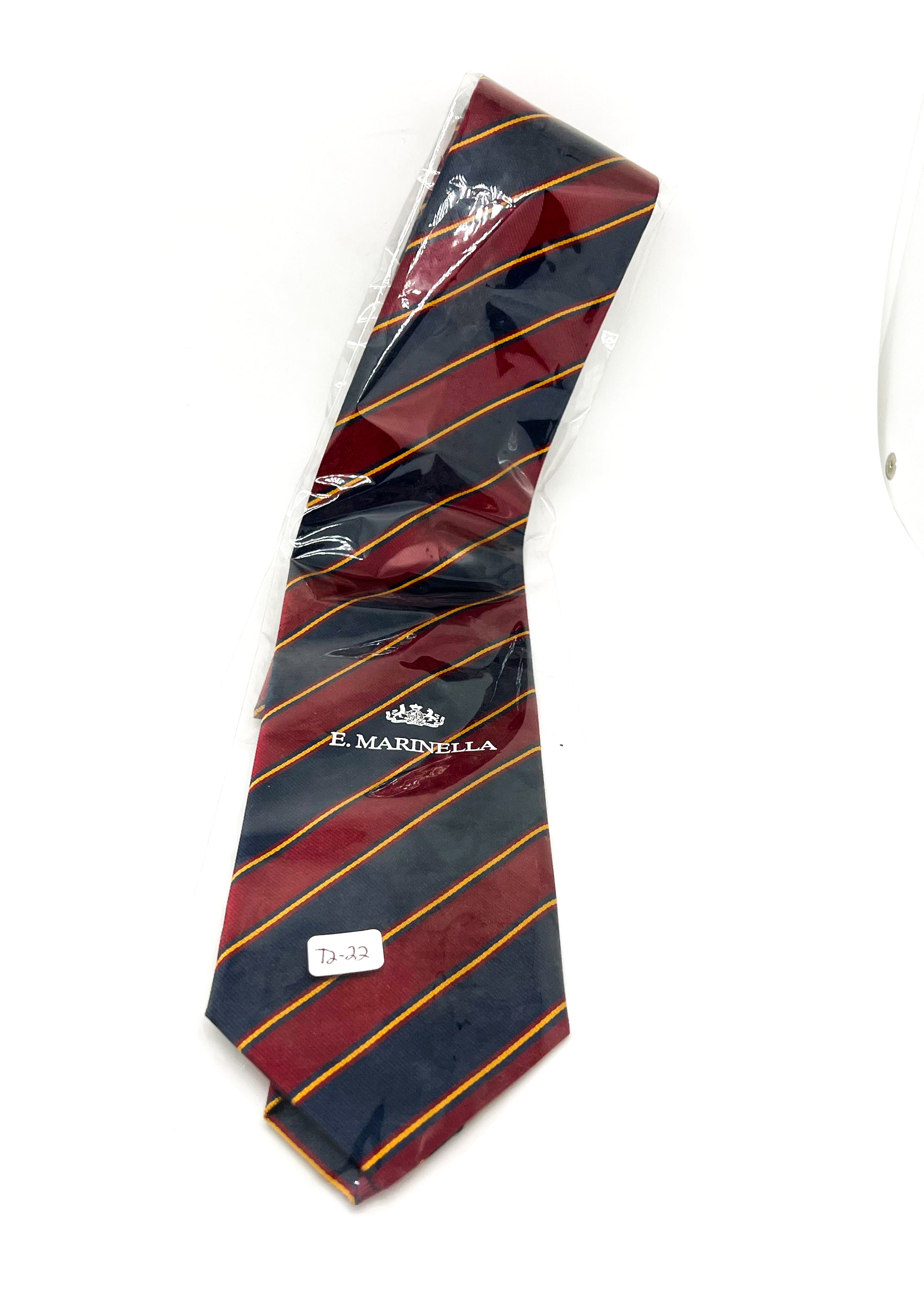 $230 E. MARINELLA - NAPOLI *Hand Made* Red / Navy Collegiate Stripe 3.5" - Tie