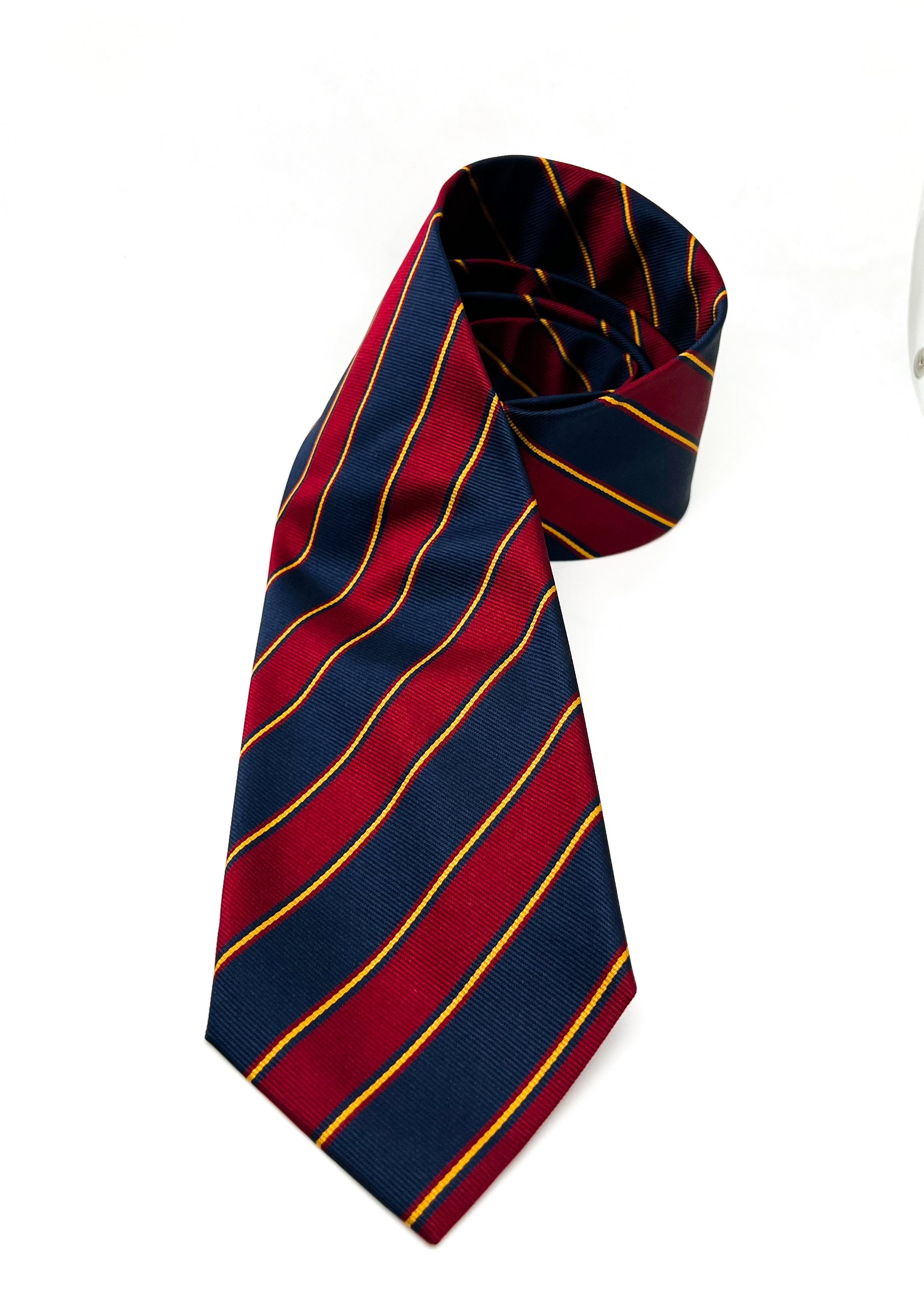 $230 E. MARINELLA - NAPOLI *Hand Made* Red / Navy Collegiate Stripe 3.5" - Tie