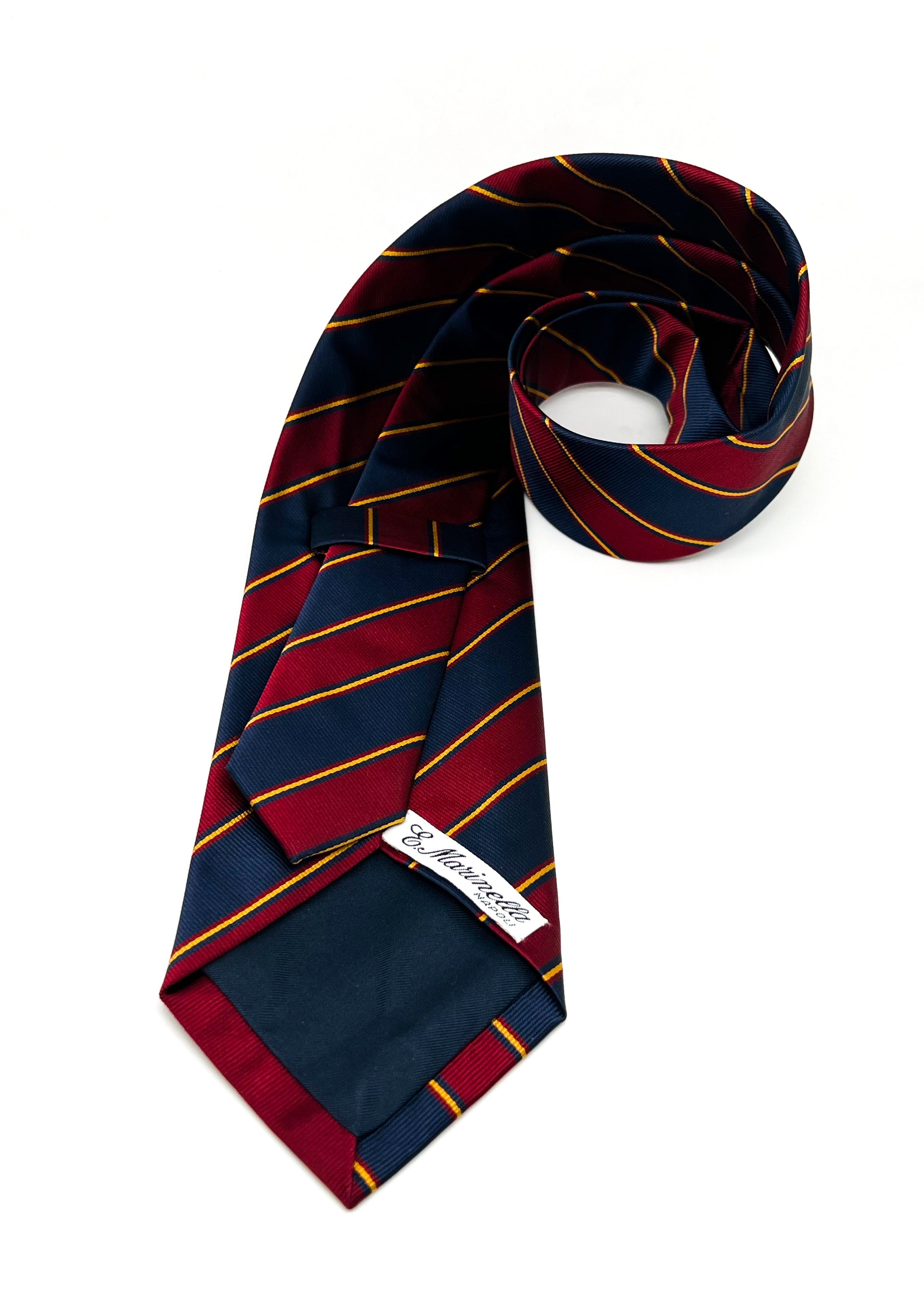 $230 E. MARINELLA - NAPOLI *Hand Made* Red / Navy Collegiate Stripe 3.5" - Tie