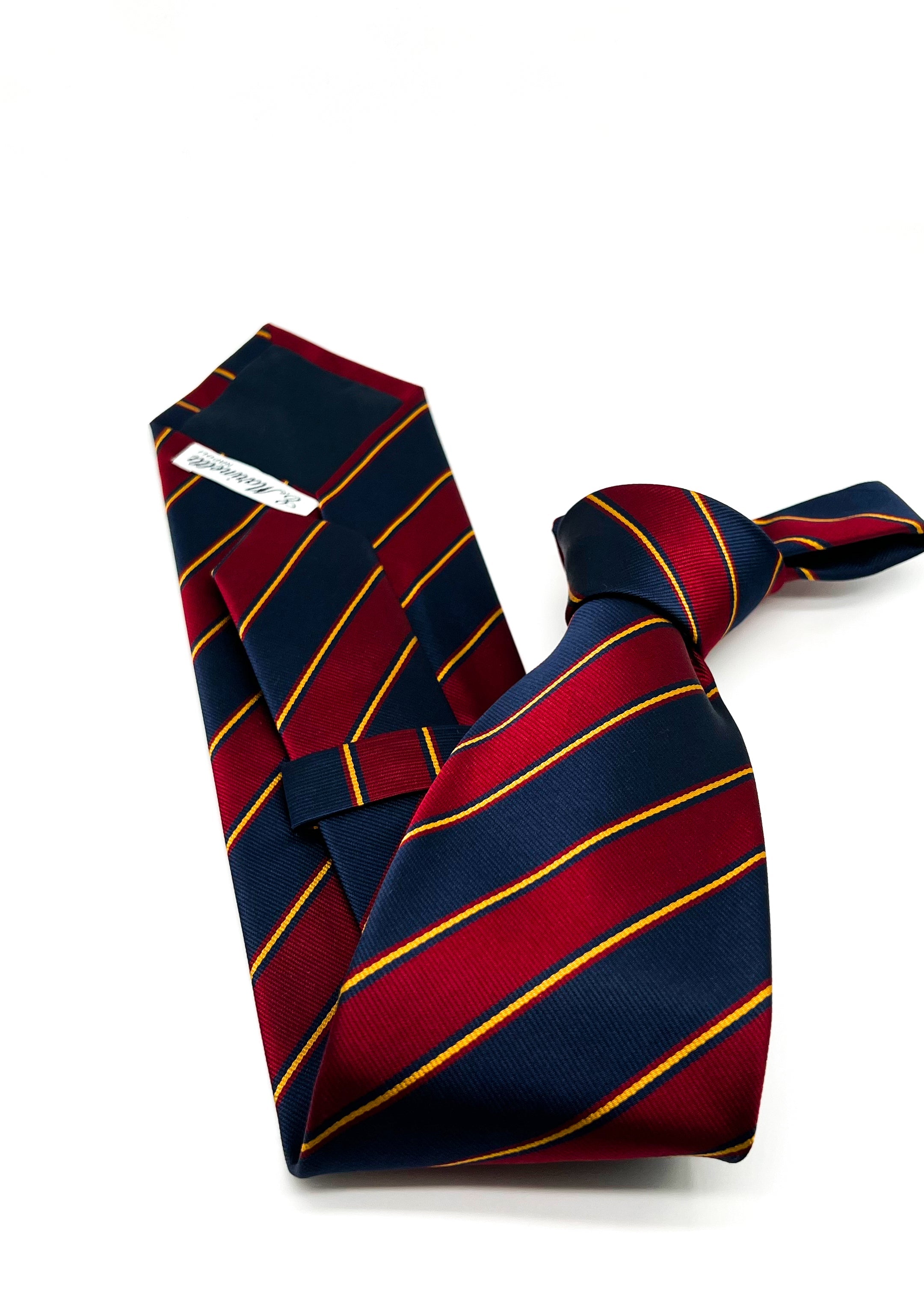 $230 E. MARINELLA - NAPOLI *Hand Made* Red / Navy Collegiate Stripe 3.5" - Tie