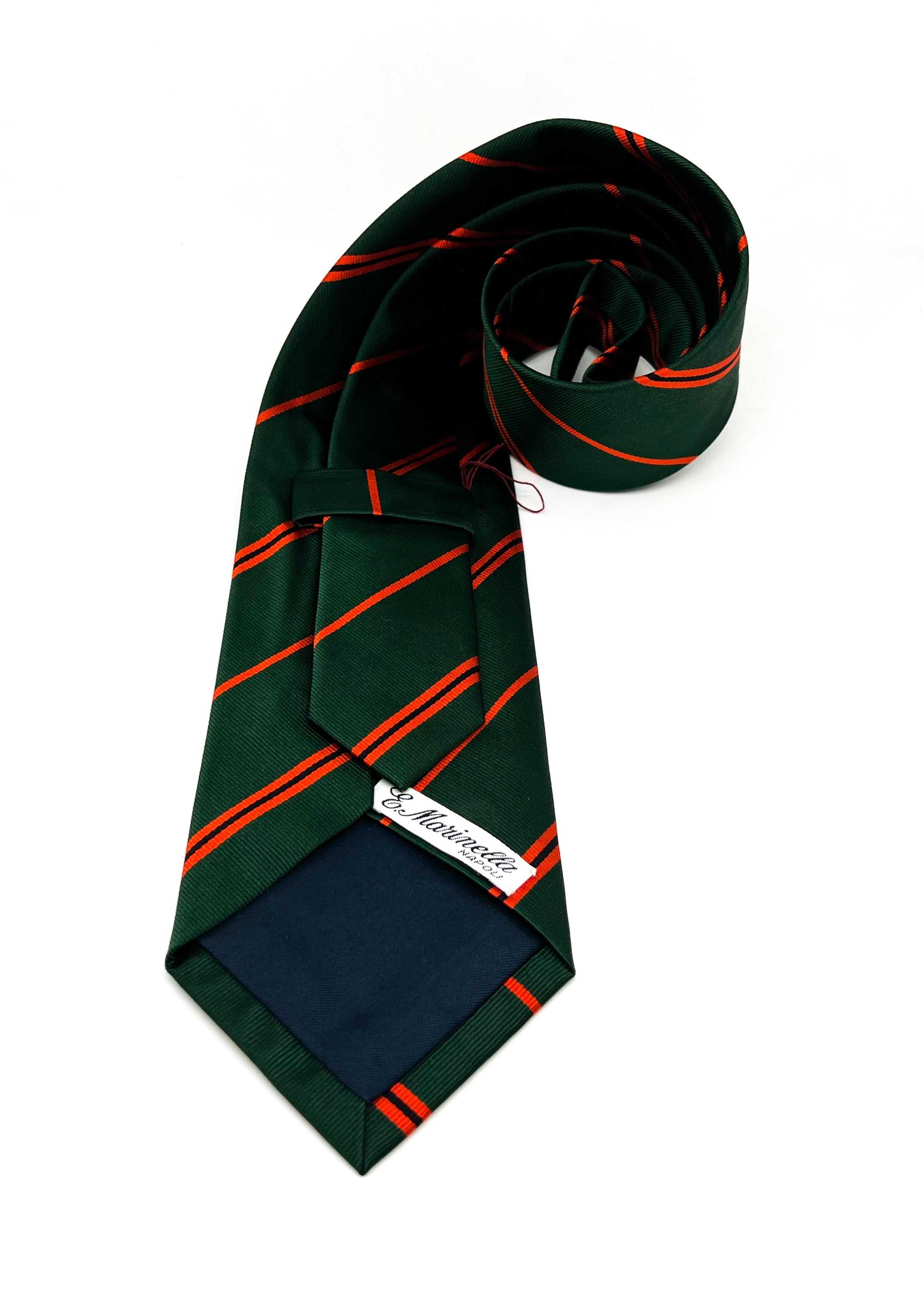 $230 E. MARINELLA - NAPOLI *Hand Made* Green / Orange Stripe 3.5" - Tie