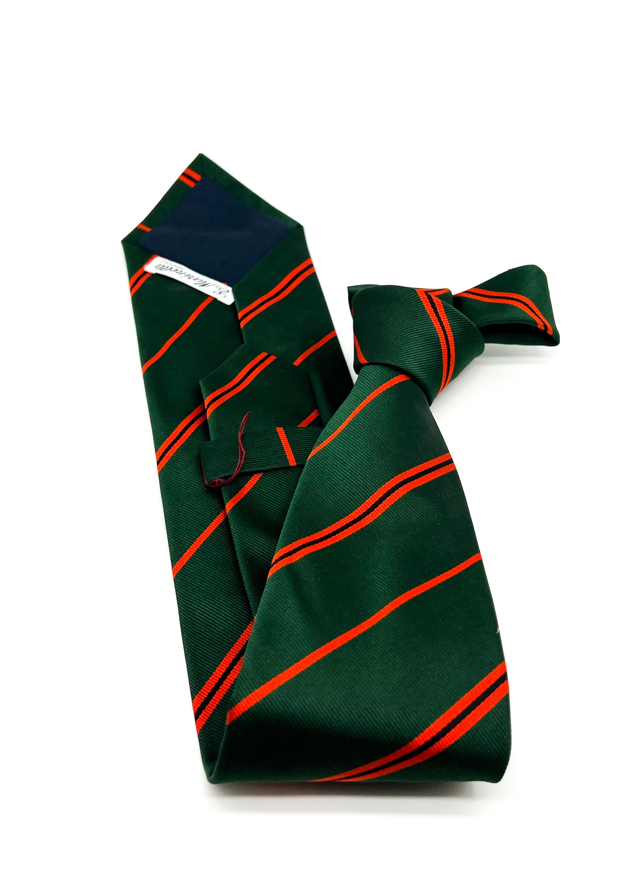 $230 E. MARINELLA - NAPOLI *Hand Made* Green / Orange Stripe 3.5" - Tie