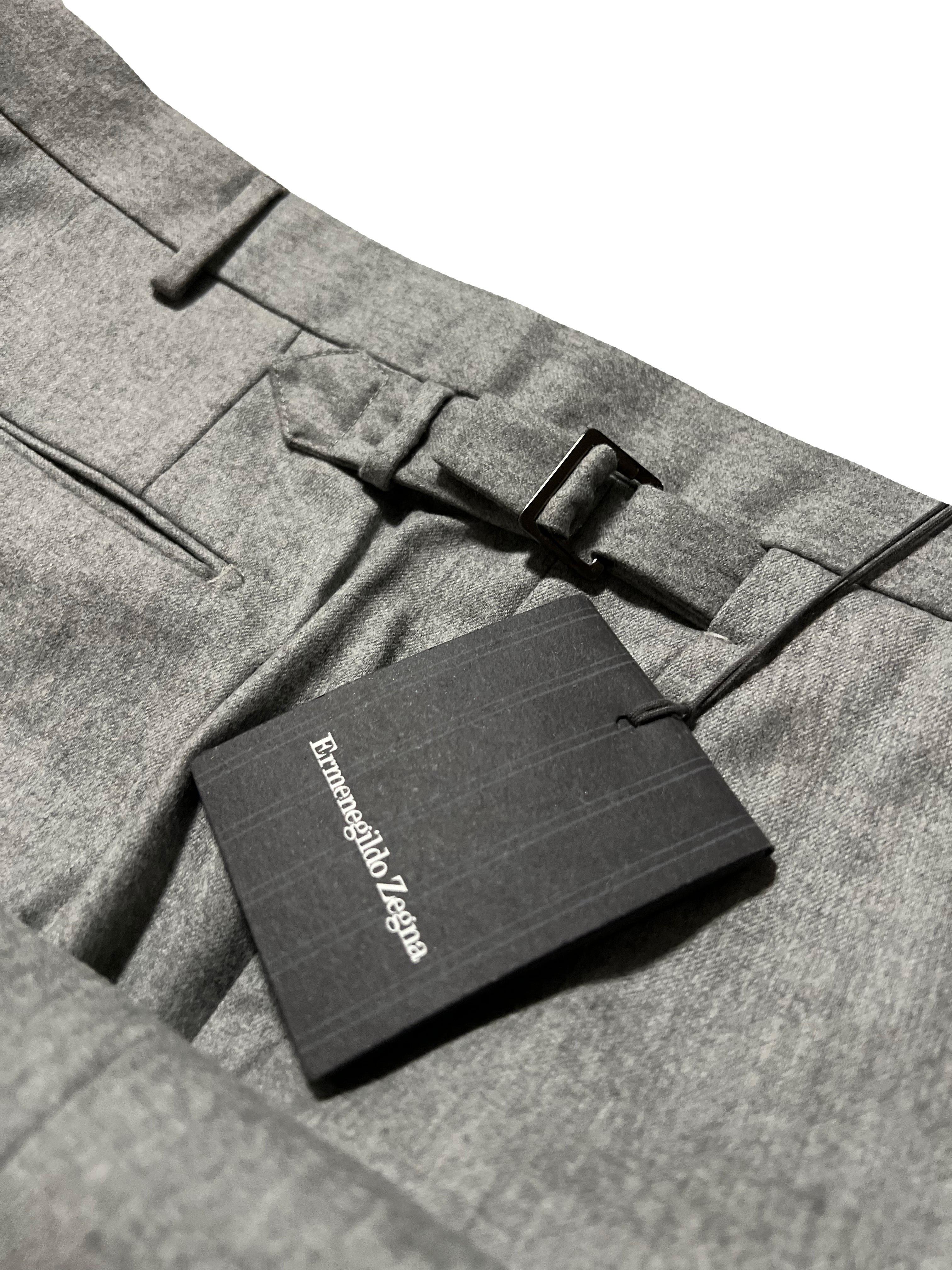 $895 ERMENEGILDO ZEGNA -"SIDE TABS" Wool Flat Front Dress Pants - 42W (58EU)