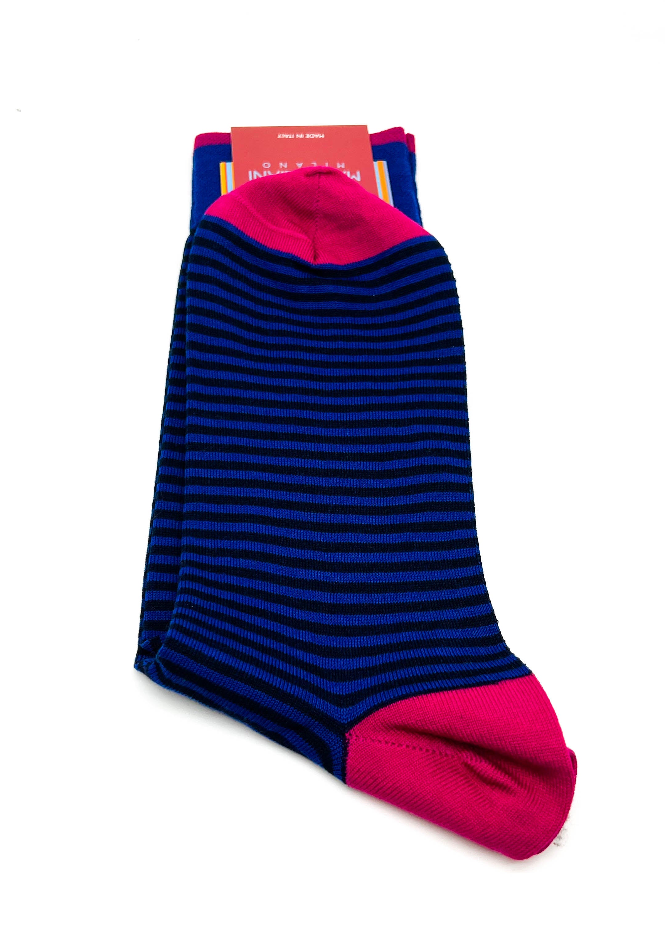 MARCOLIANI - Blue & Pink "FULL COLOR" MADE IN ITALY Cotton Socks - N/A