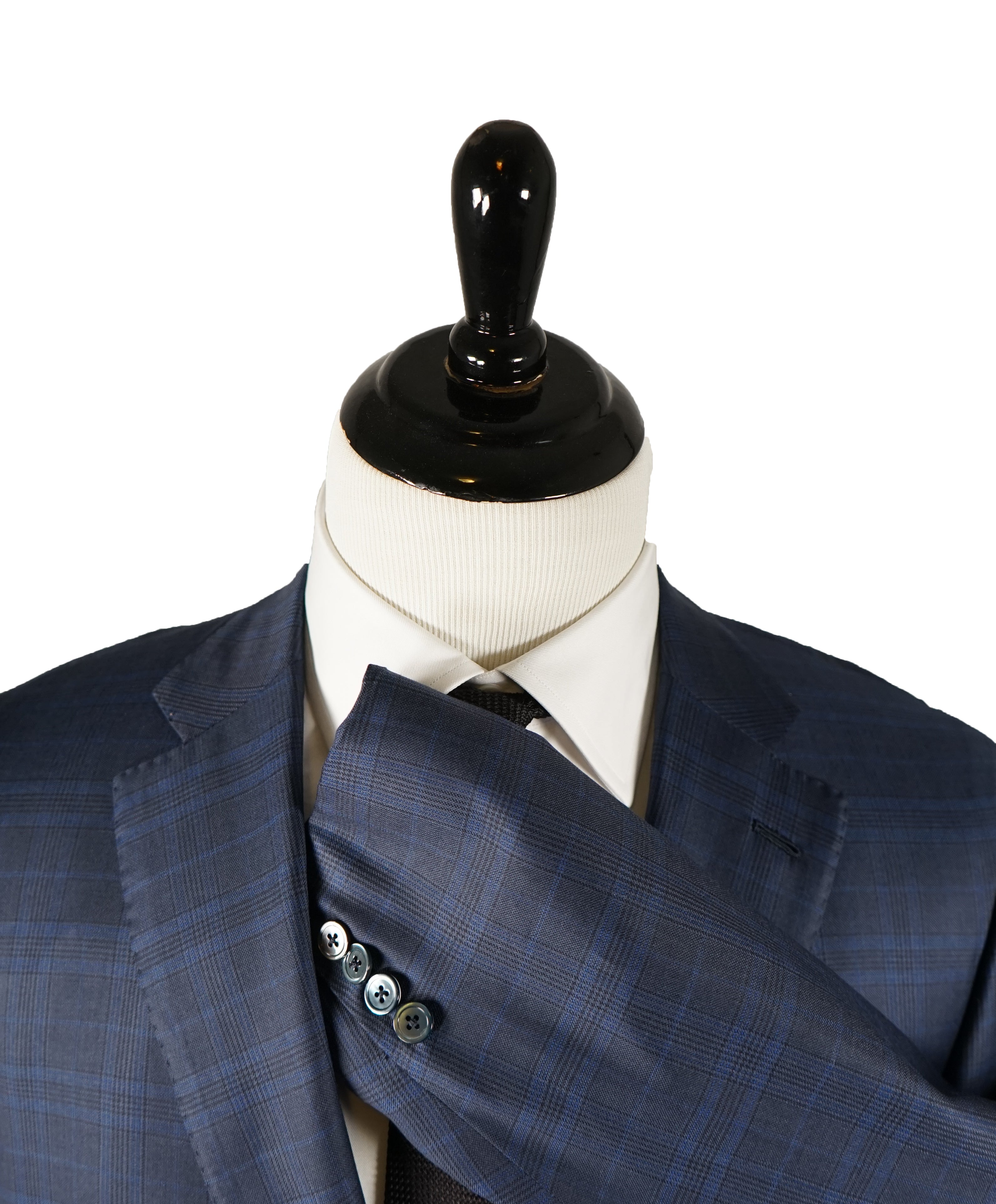ISAIA - Blue Bold Plaid Suit With Logo Detailing - 44R