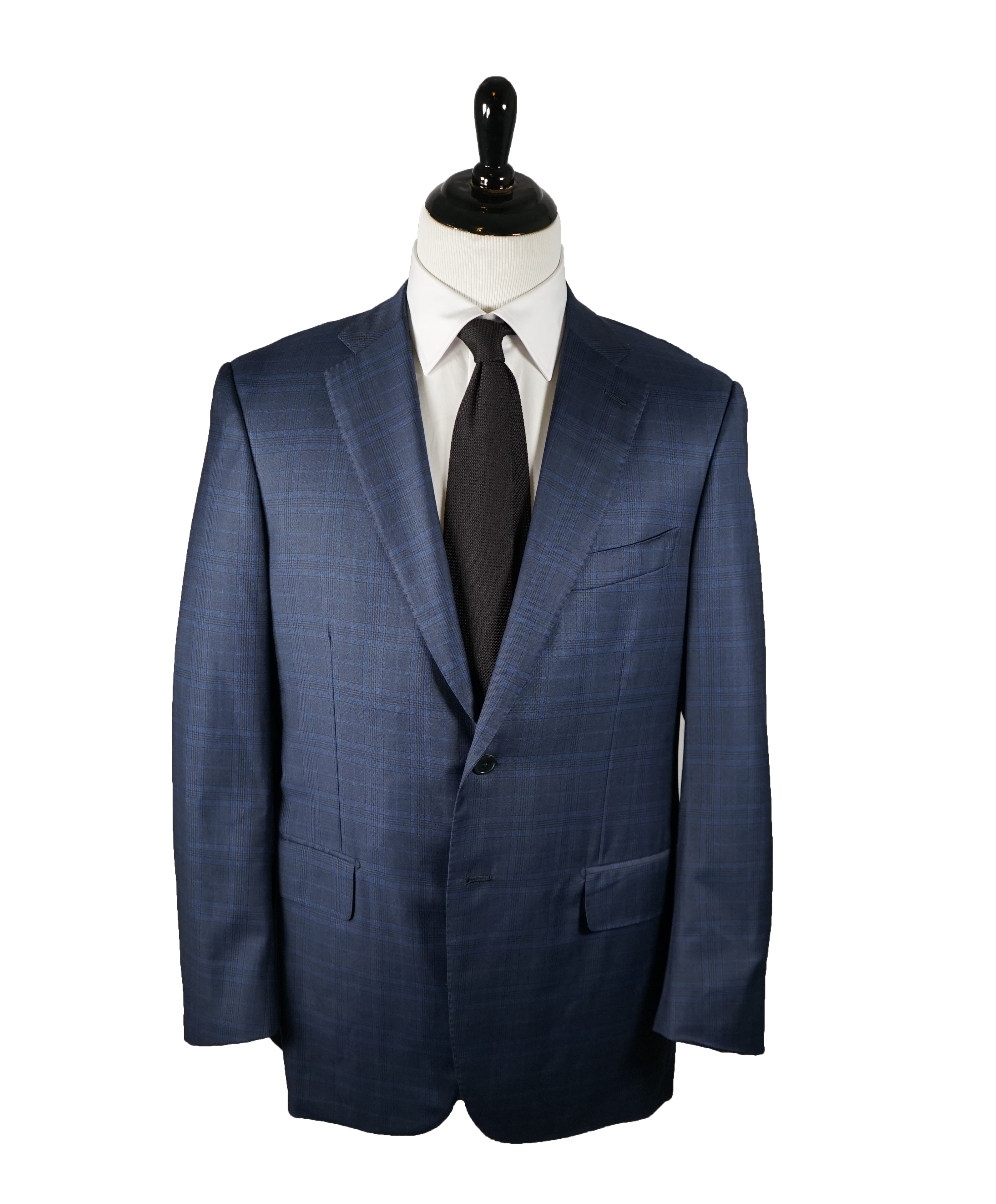 ISAIA - Blue Bold Plaid Suit With Logo Detailing - 44R