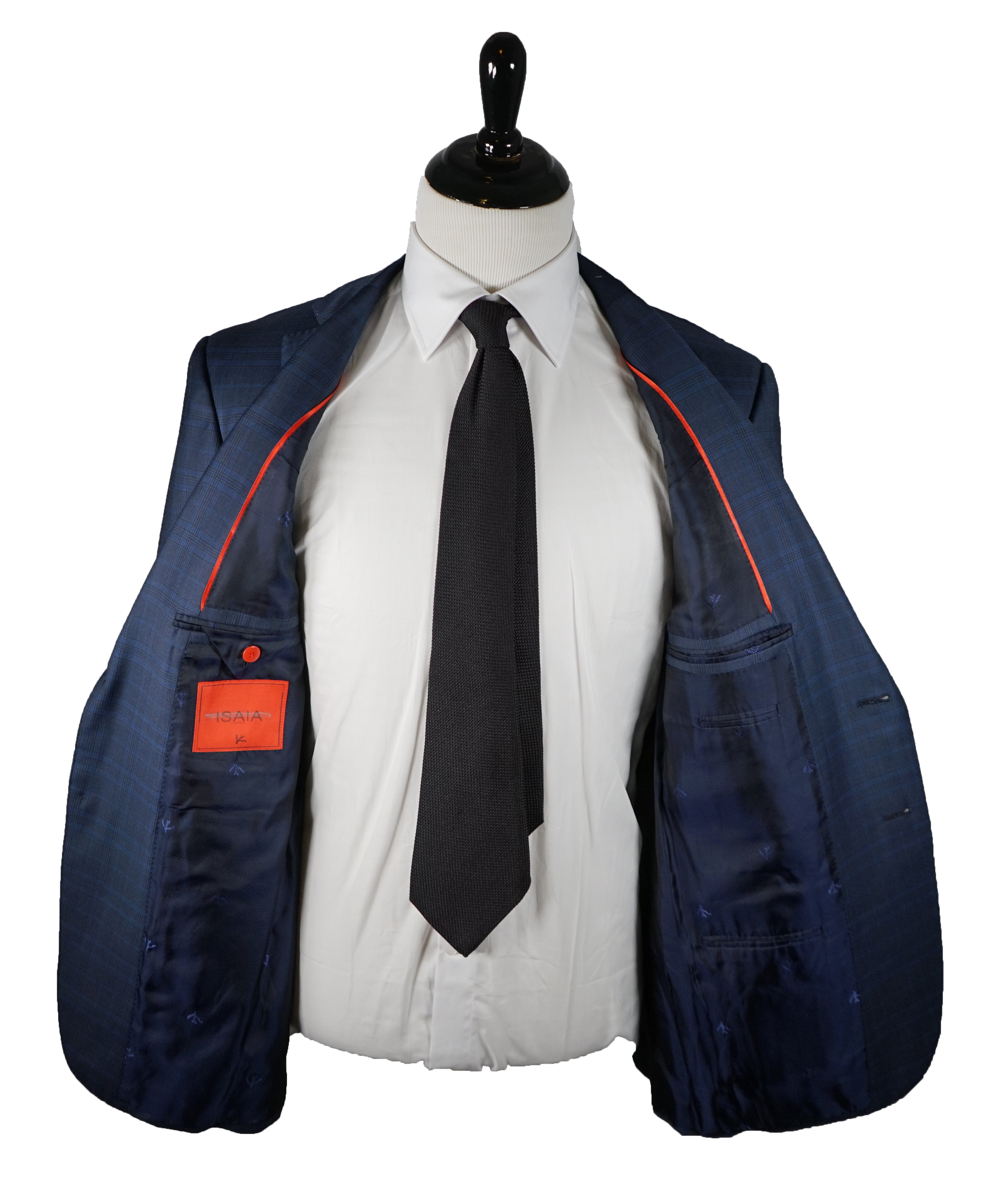 ISAIA - Blue Bold Plaid Suit With Logo Detailing - 44R