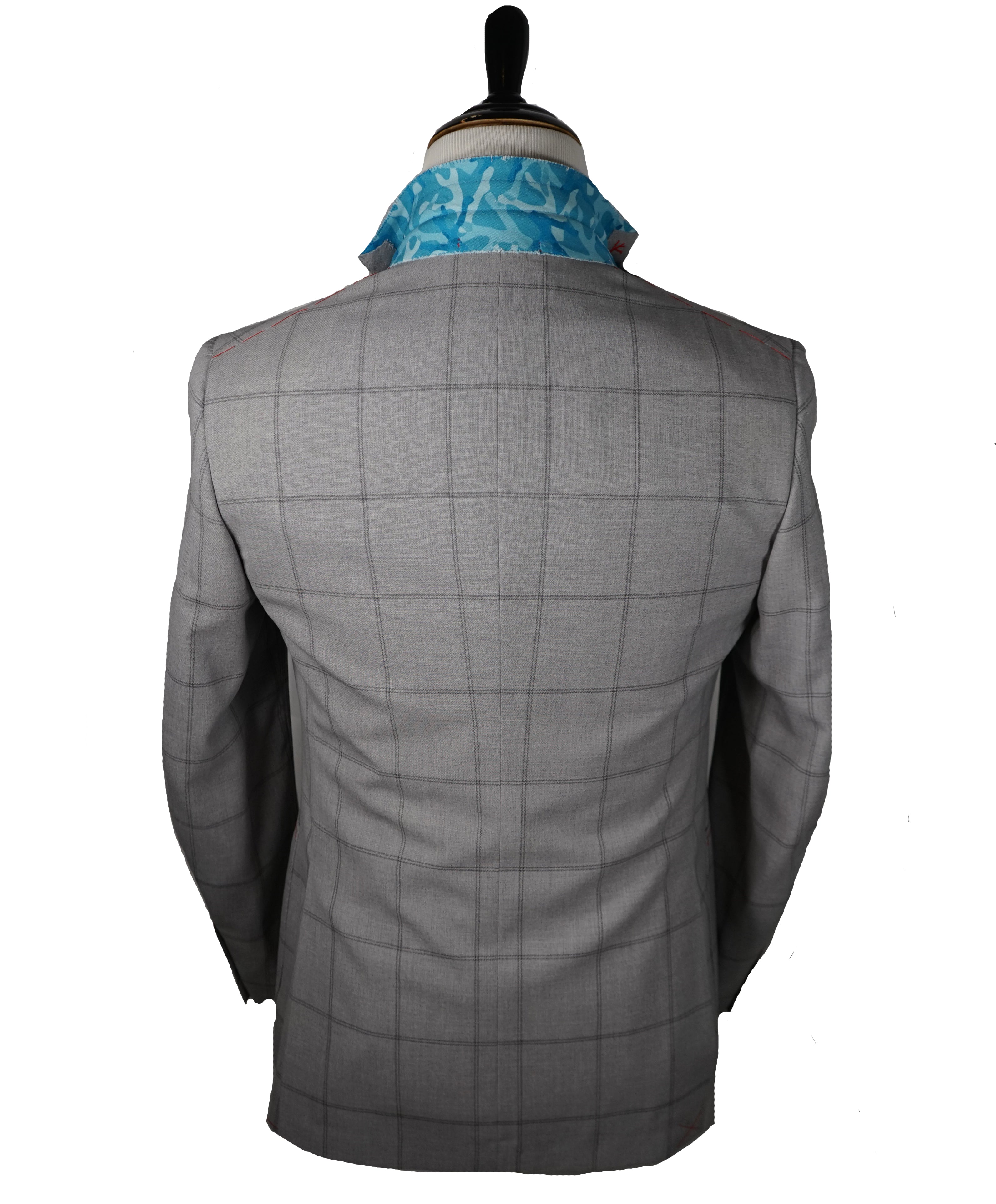 ISAIA - Cashmere /Wool /Mohair Blend Gray Check Suit LOGO COLLAR - 38R