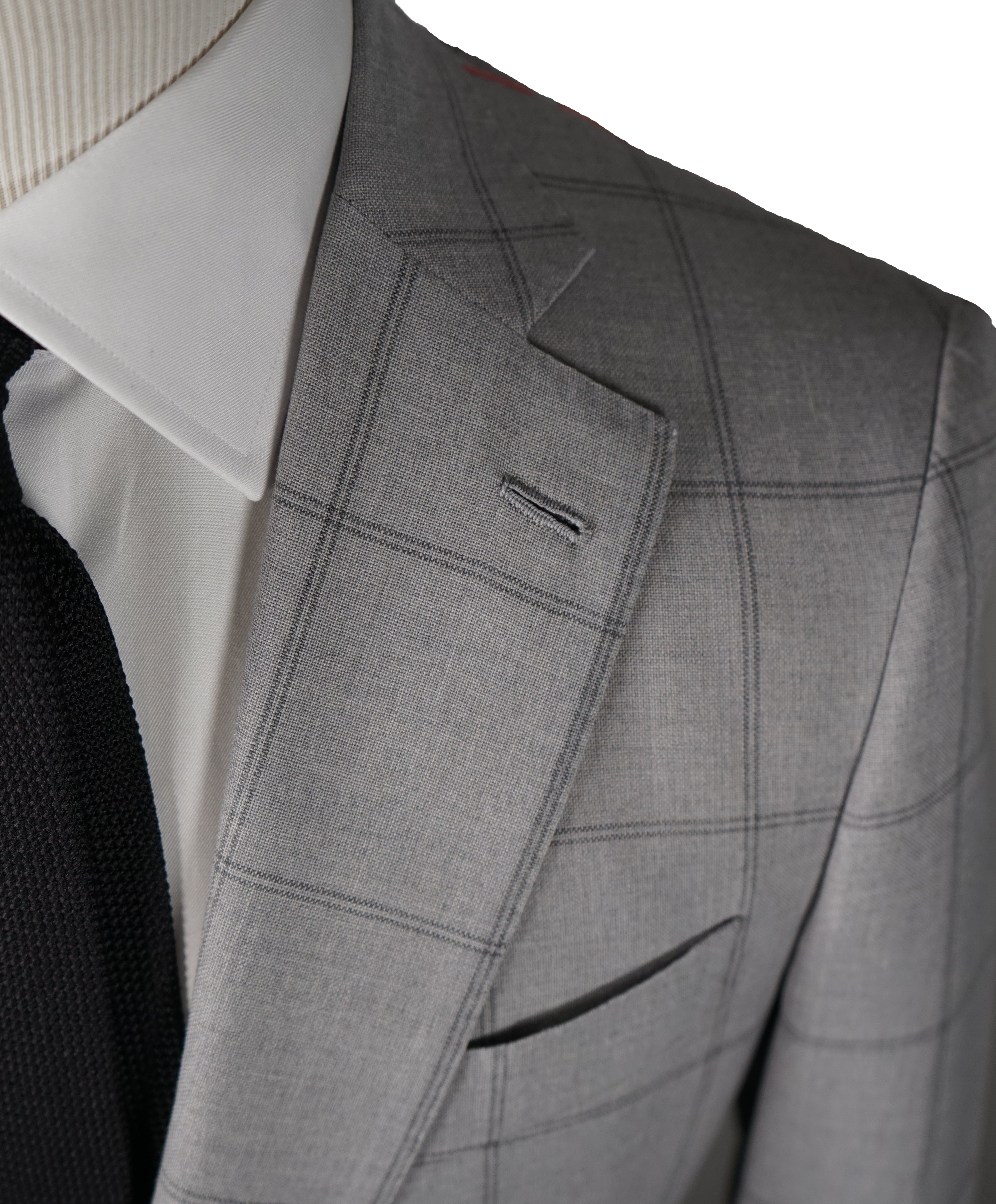 ISAIA - Cashmere /Wool /Mohair Blend Gray Check Suit LOGO COLLAR - 38R