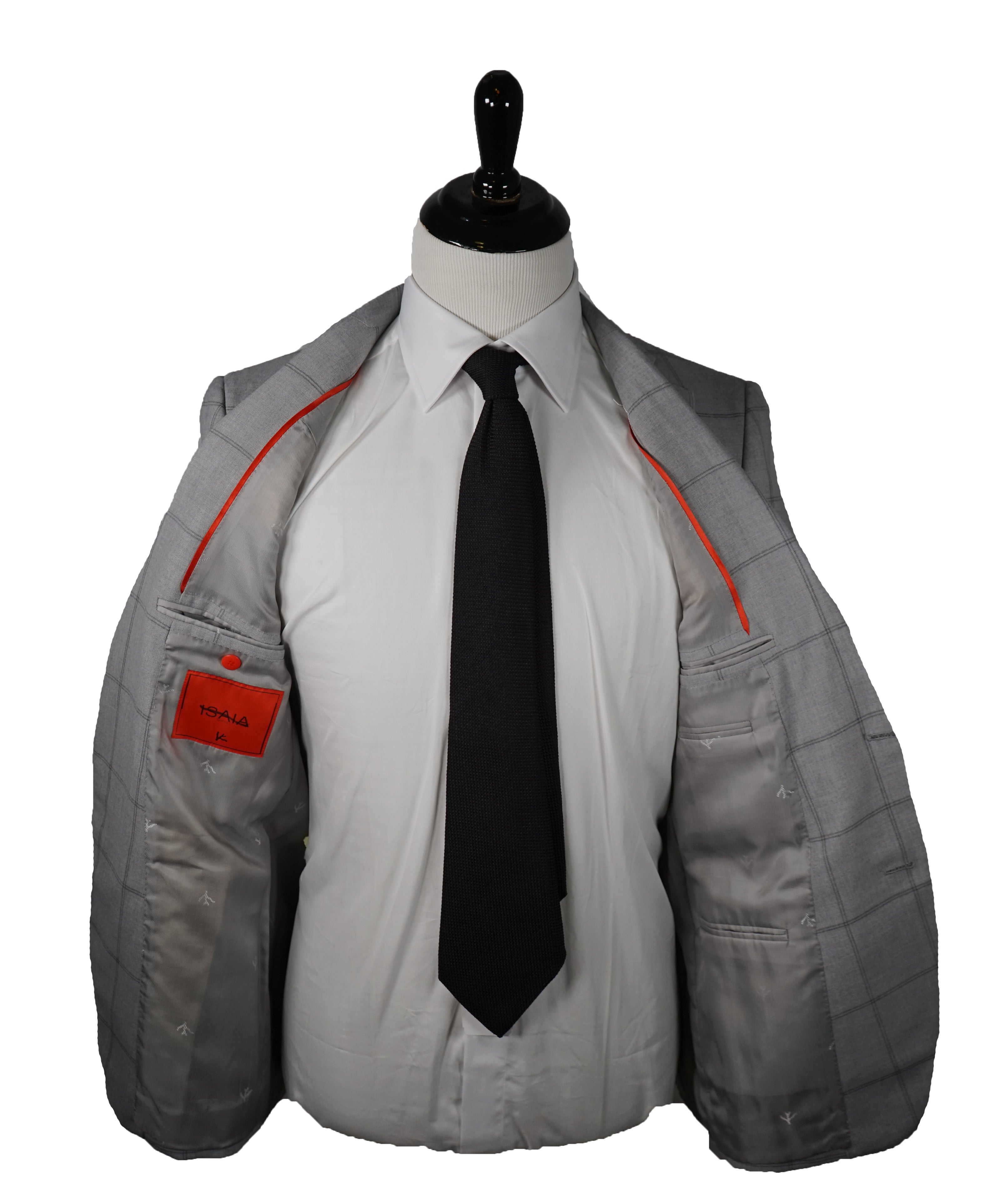 ISAIA - Cashmere /Wool /Mohair Blend Gray Check Suit LOGO COLLAR - 38R