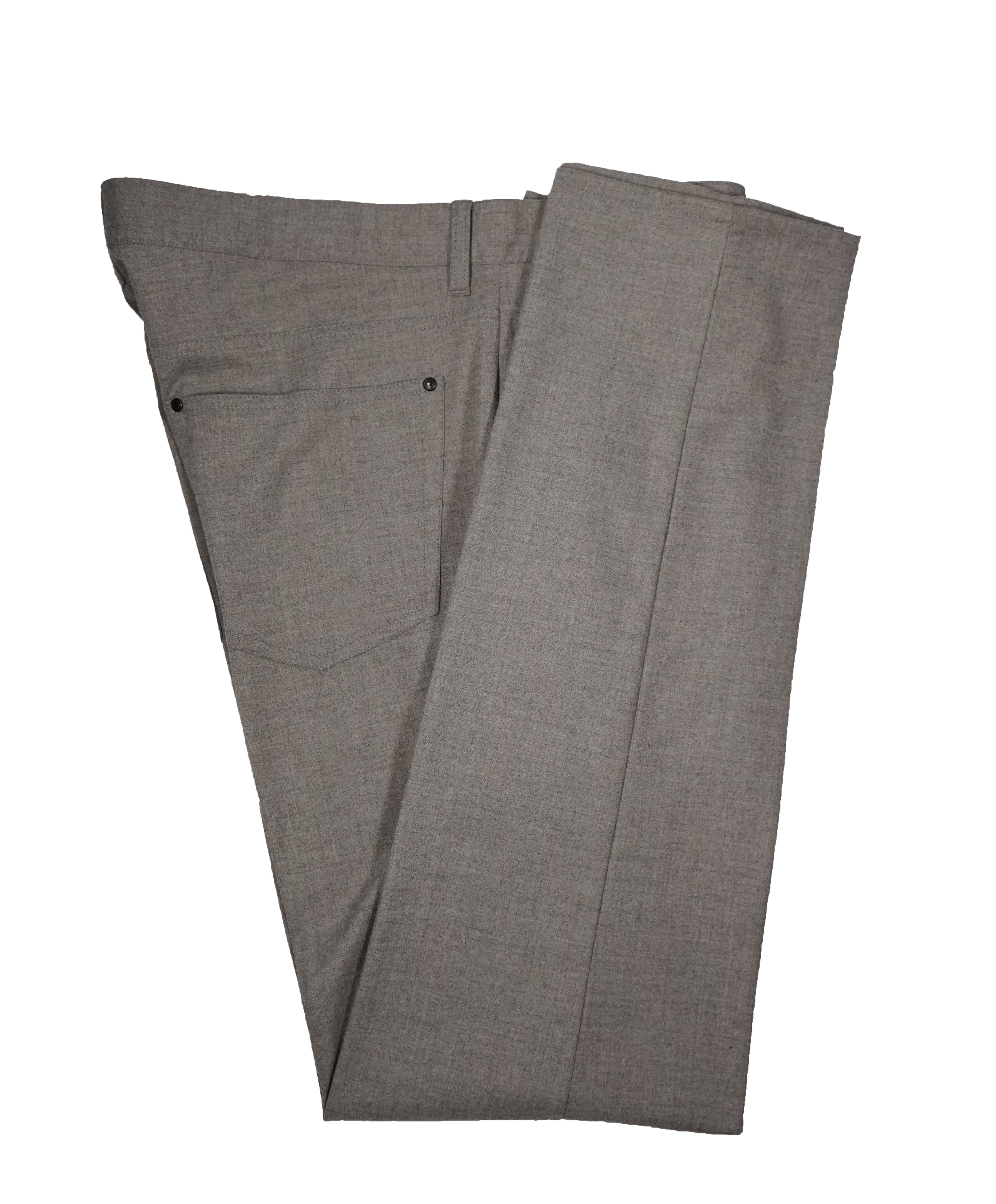 JOHN VARVATOS - Stone Gray Wool Blend 5-Pocket Dress Pants - 38W