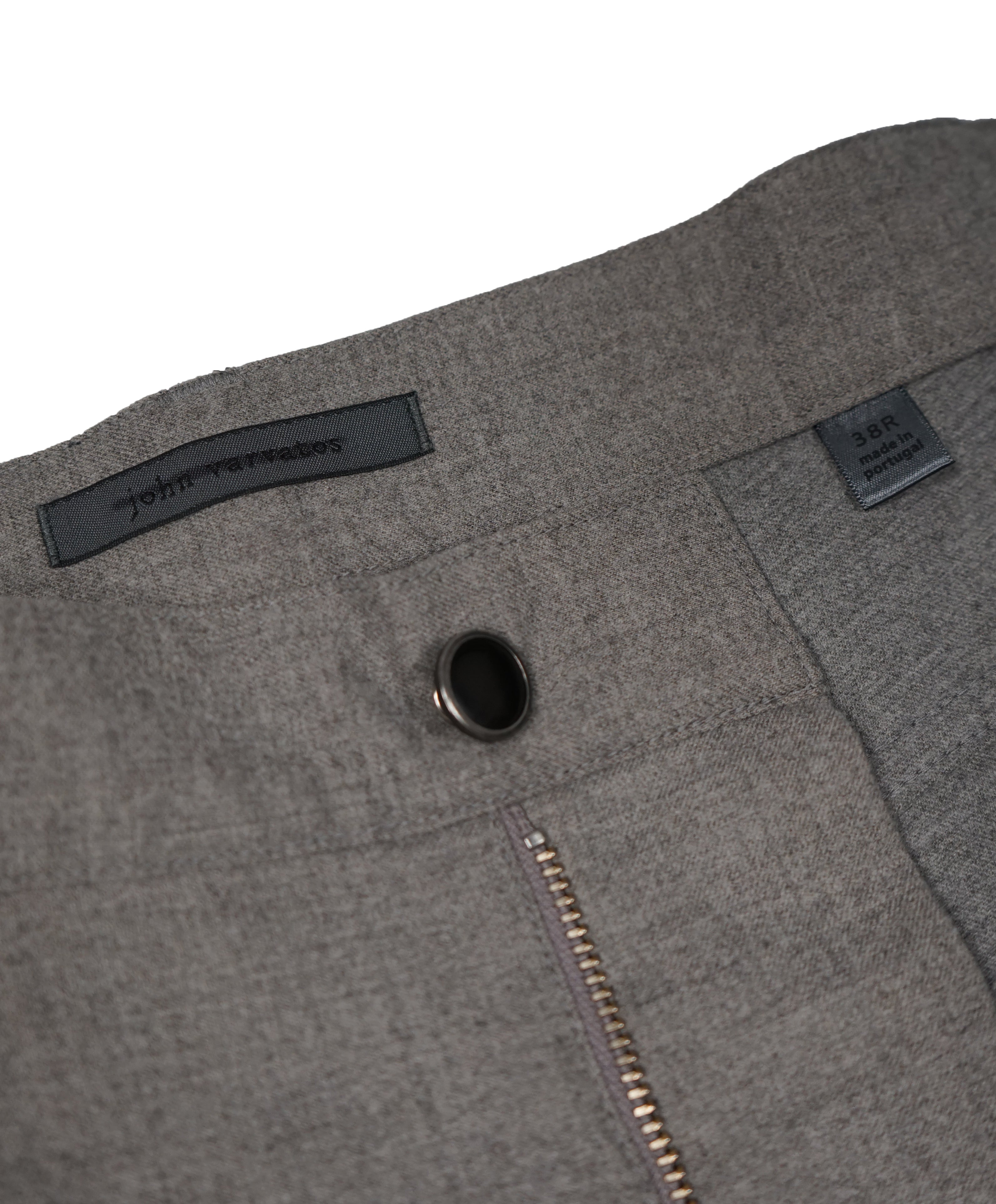 JOHN VARVATOS - Stone Gray Wool Blend 5-Pocket Dress Pants - 38W