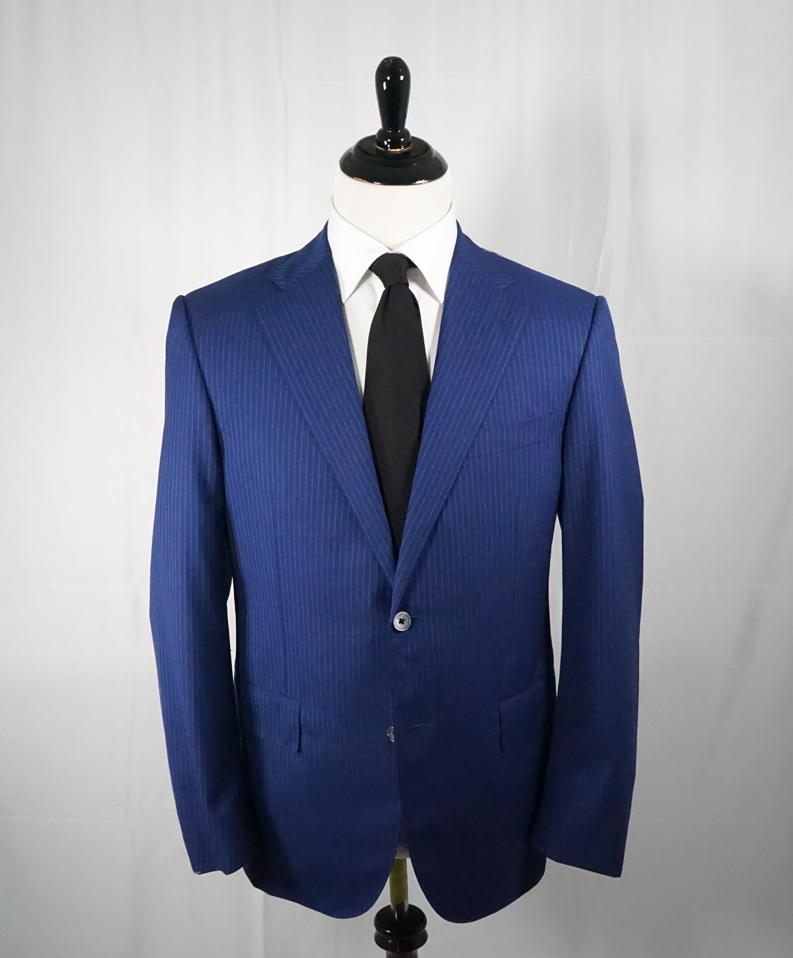 CORNELIANI - Cobalt Blue Stripe Suit Super Fine 15,75 Microns Suit - 42R