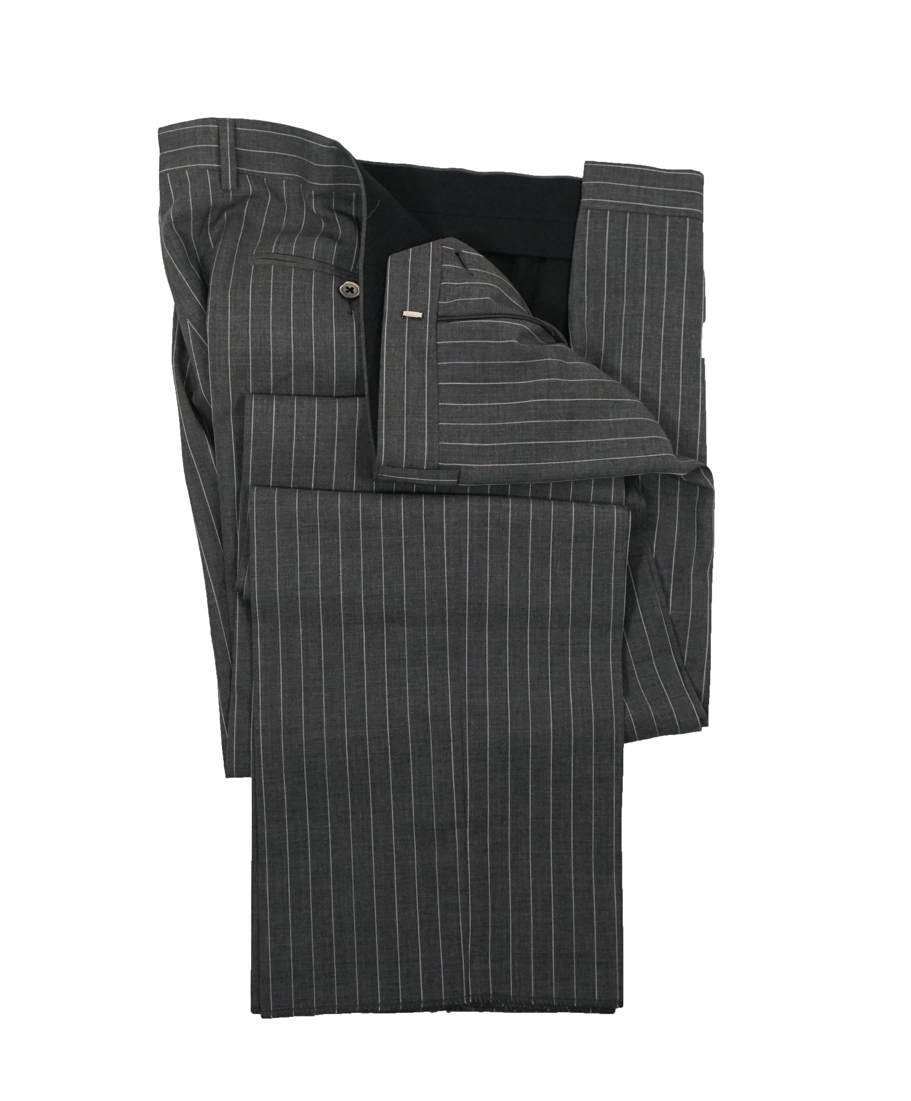 LARDINI - Wide Peak Lapel 1-Button Chalk Stripe Suit - 42R