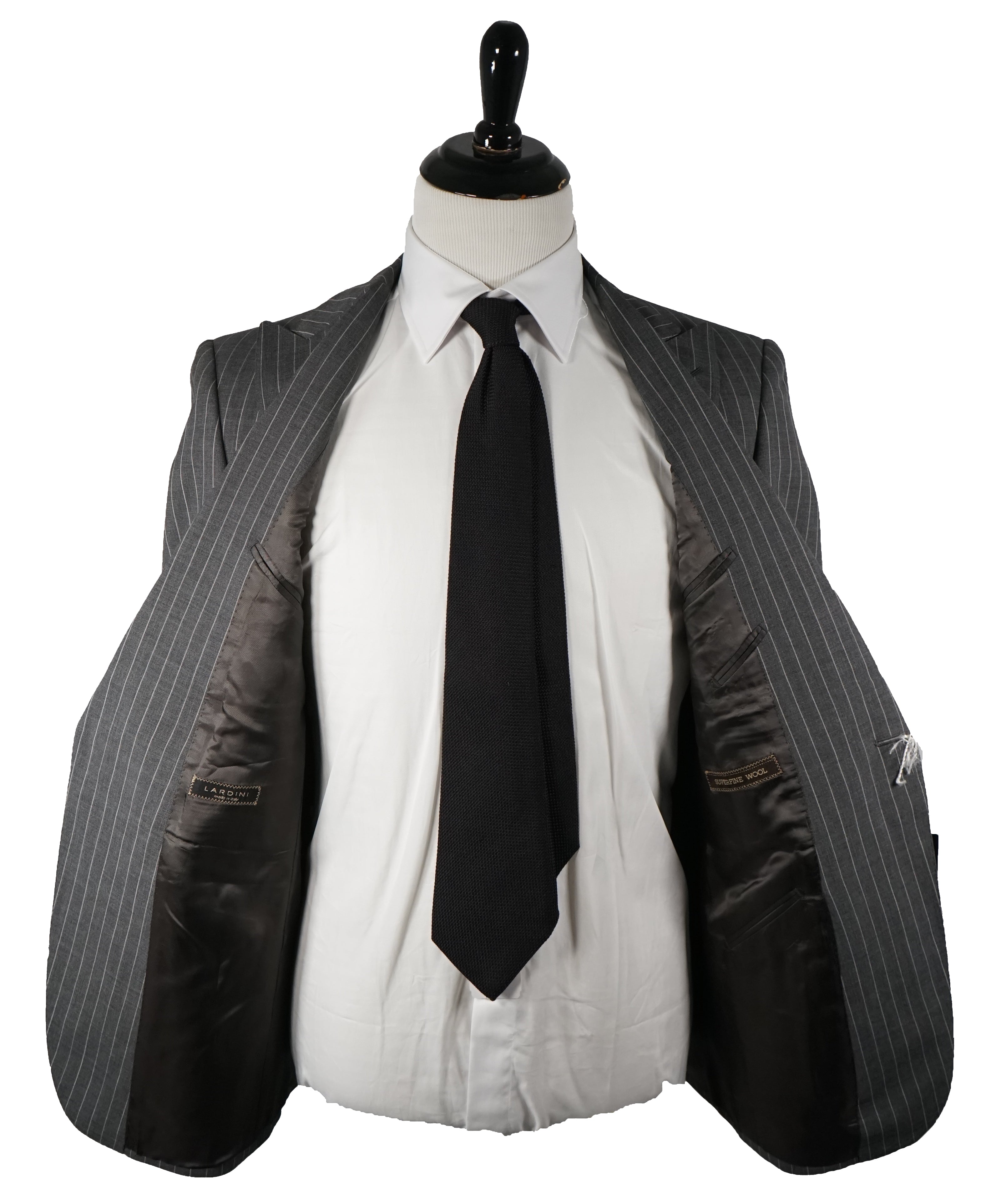 LARDINI - Wide Peak Lapel 1-Button Chalk Stripe Suit - 42R