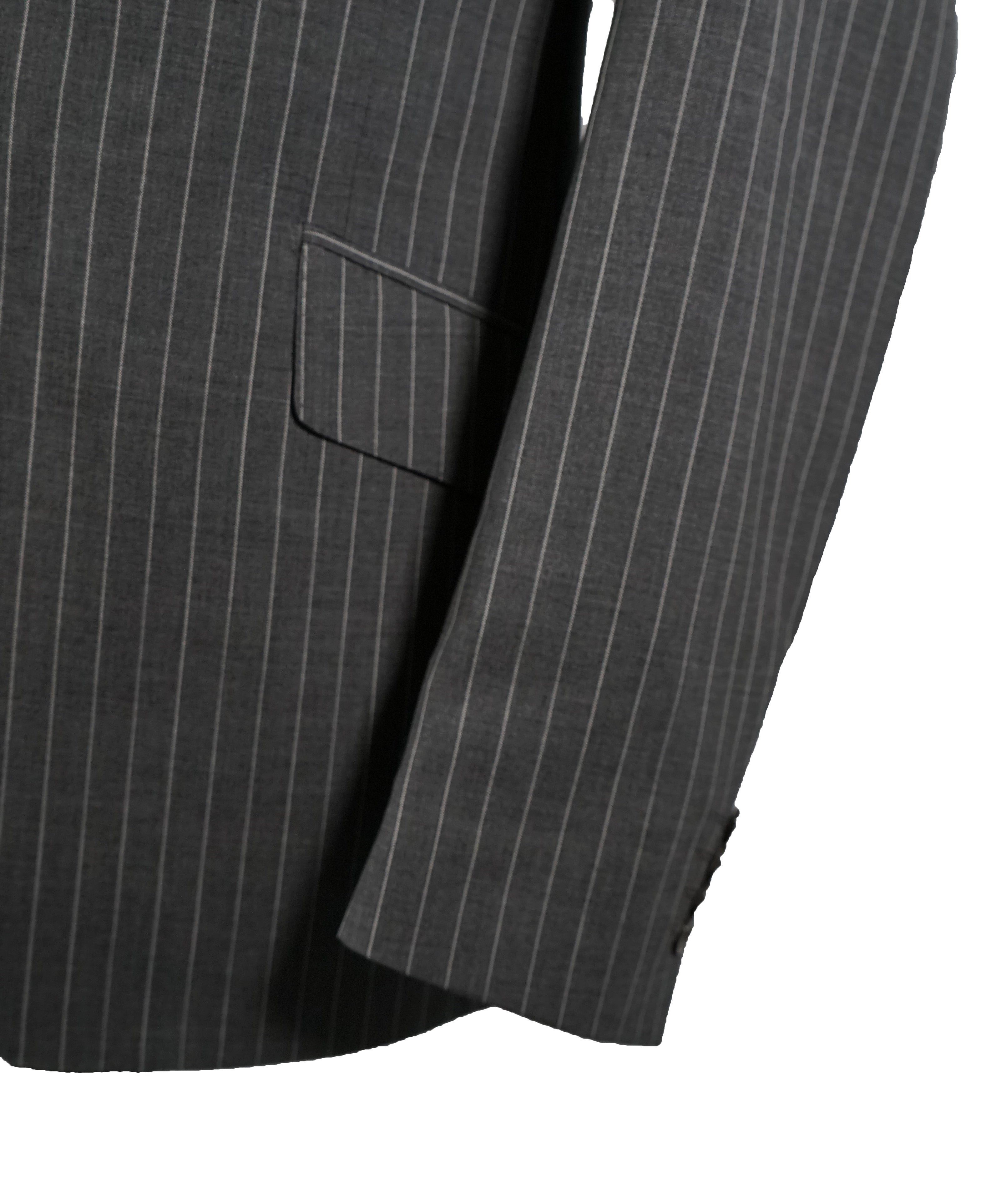 LARDINI - Wide Peak Lapel 1-Button Chalk Stripe Suit - 42R