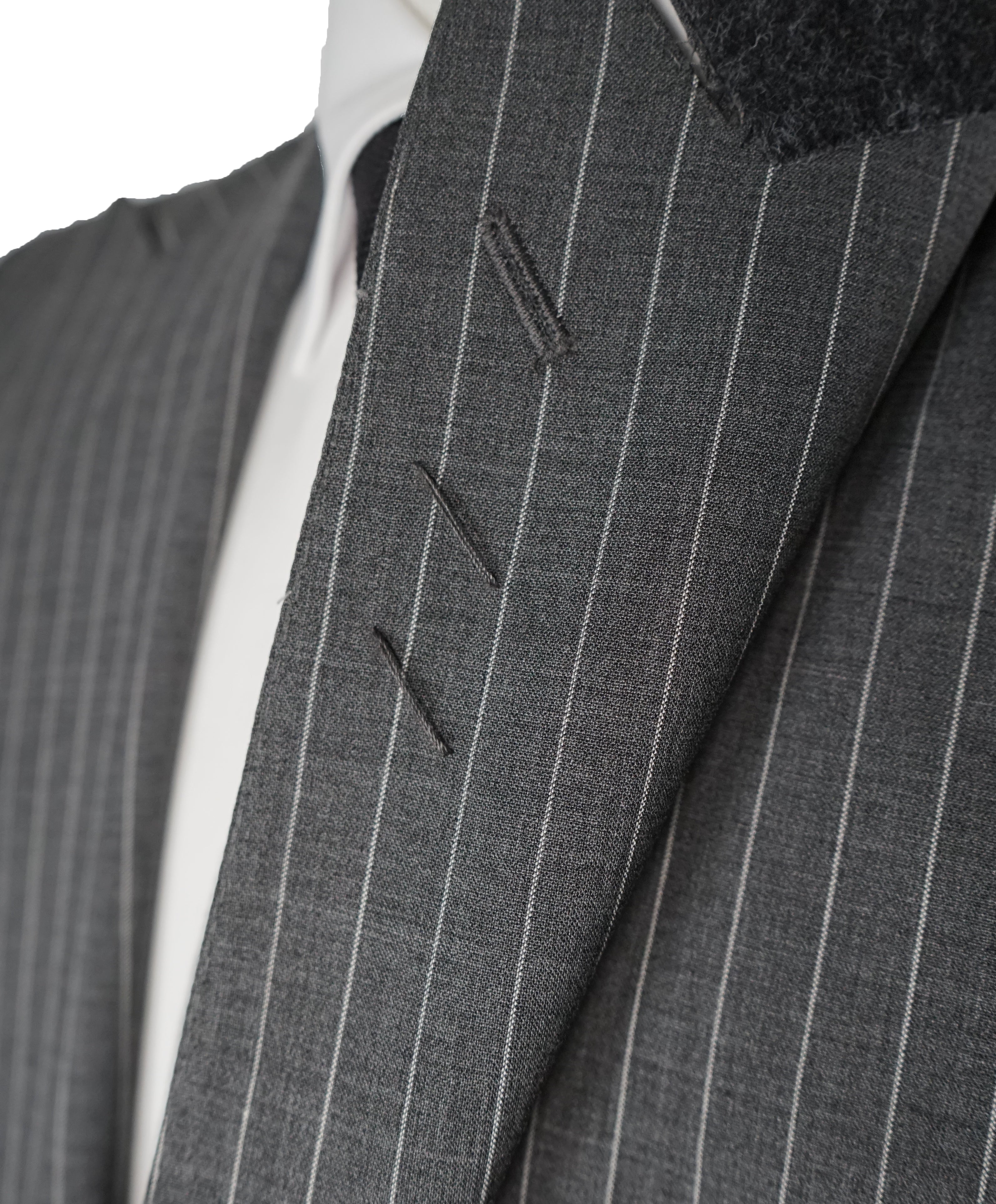 LARDINI - Wide Peak Lapel 1-Button Chalk Stripe Suit - 42R