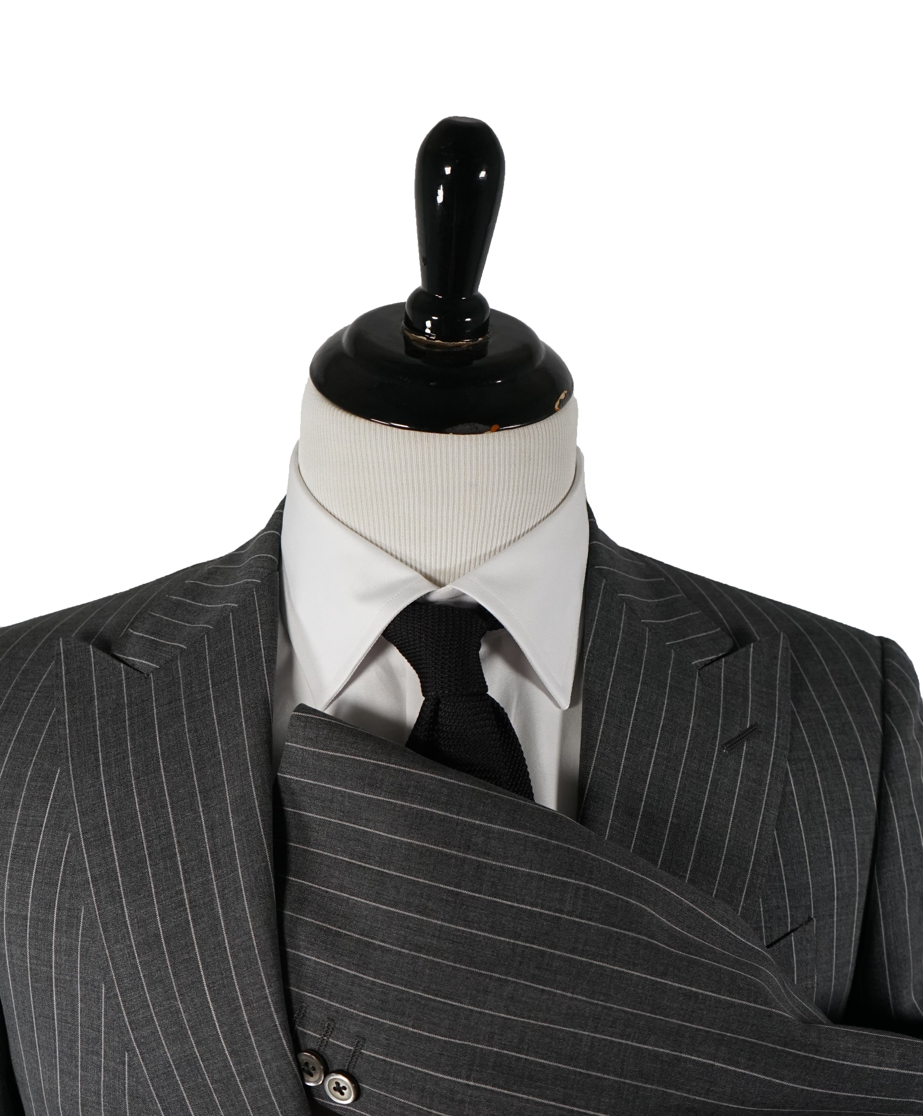 LARDINI - Wide Peak Lapel 1-Button Chalk Stripe Suit - 42R