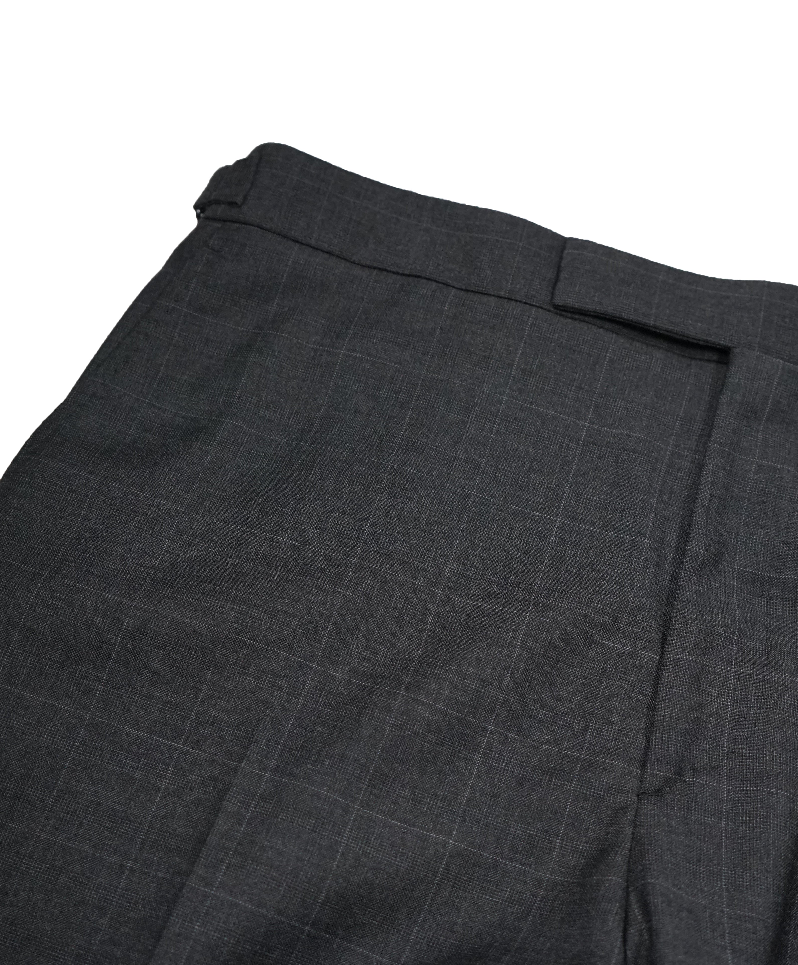 RALPH LAUREN BLACK LABEL - Gray Plaid Dress Pants With Side Tabs - 35W