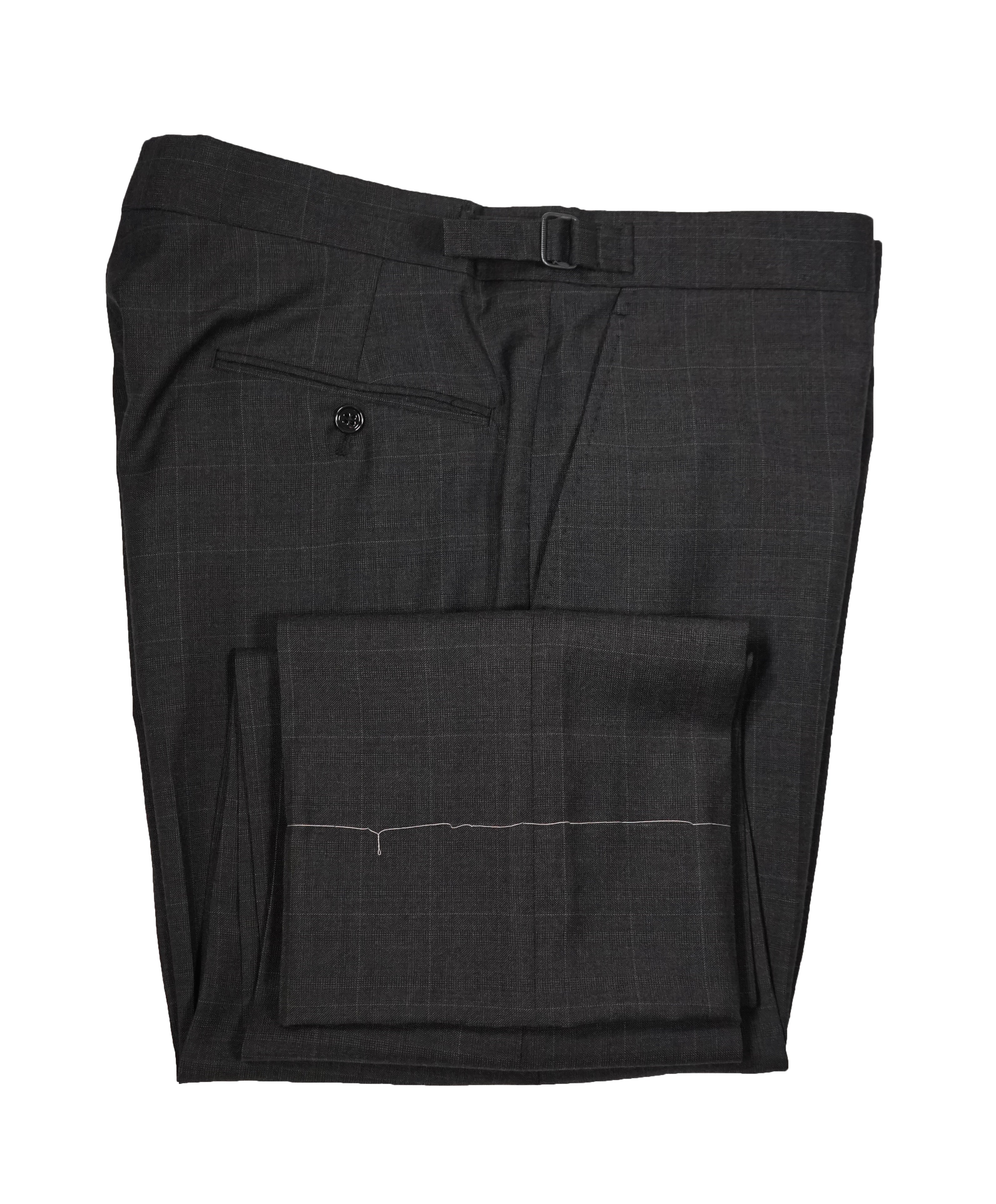 RALPH LAUREN BLACK LABEL - Gray Plaid Dress Pants With Side Tabs - 35W