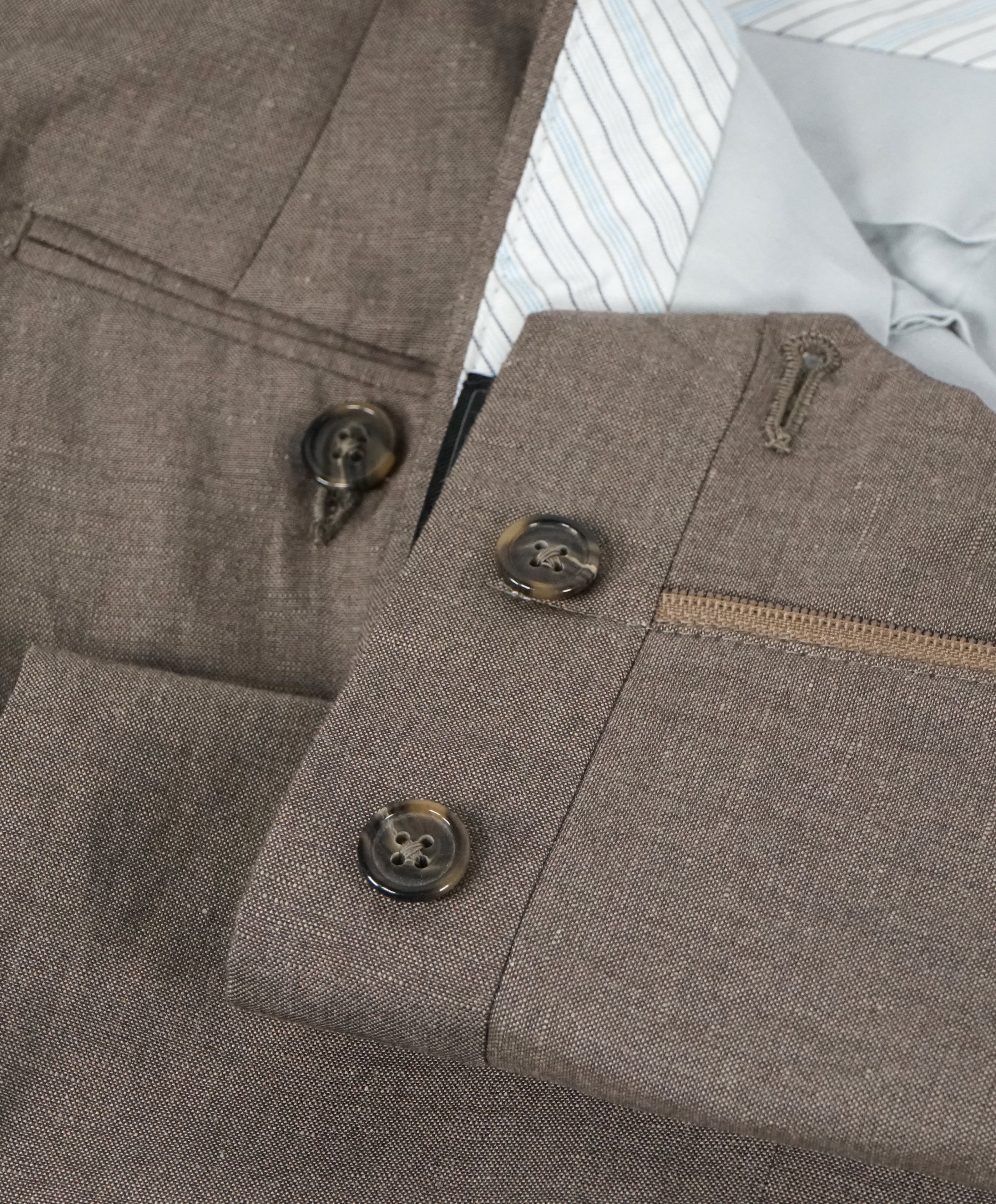 SAKS FIFTH AVE - Summer Blend Wool & Linen Flat Front Dress Pants - 32W