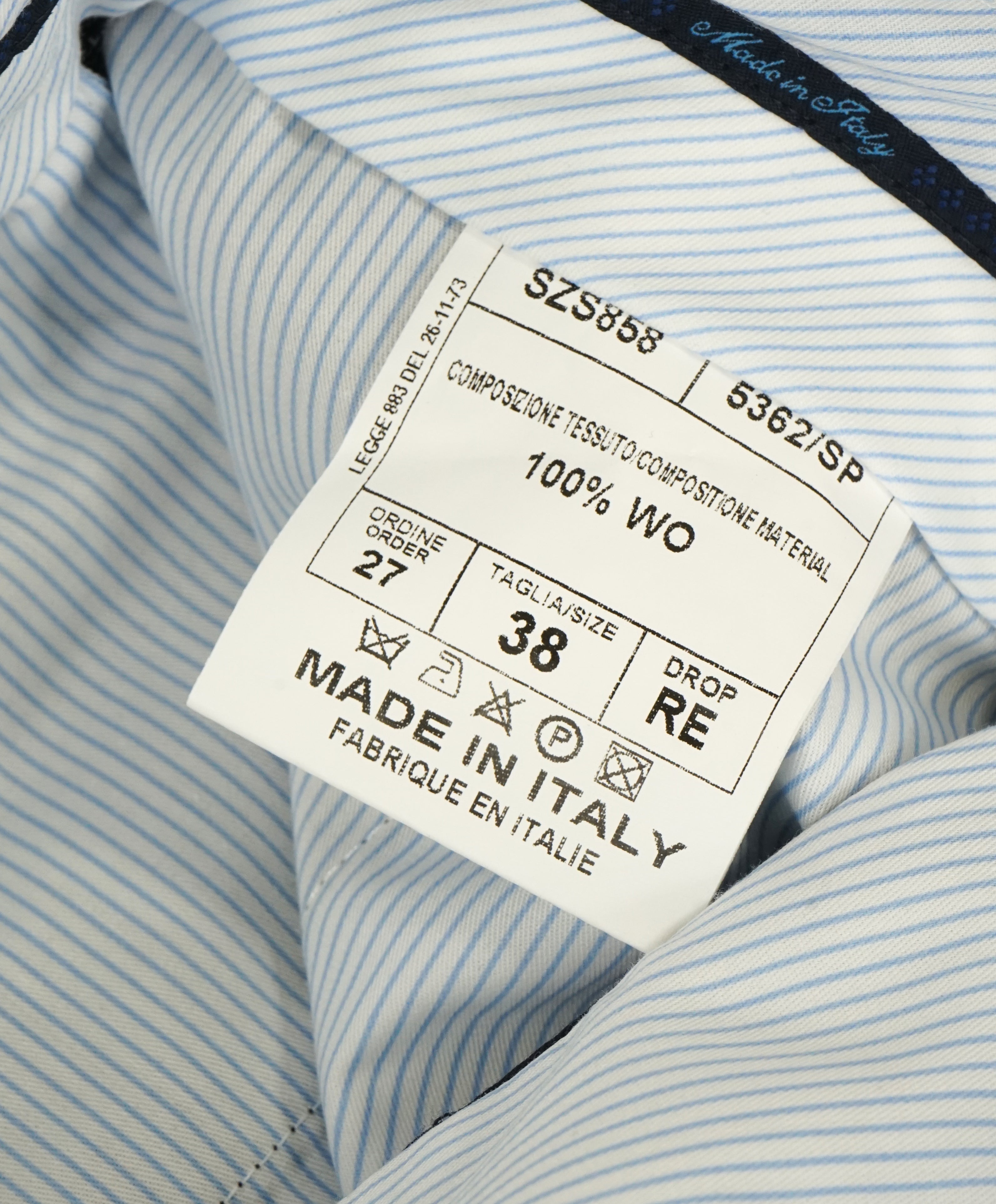 SAKS FIFTH AVE -Made in ITALY Medium Blue Herringbone Flat Front Dress Pants- 32W