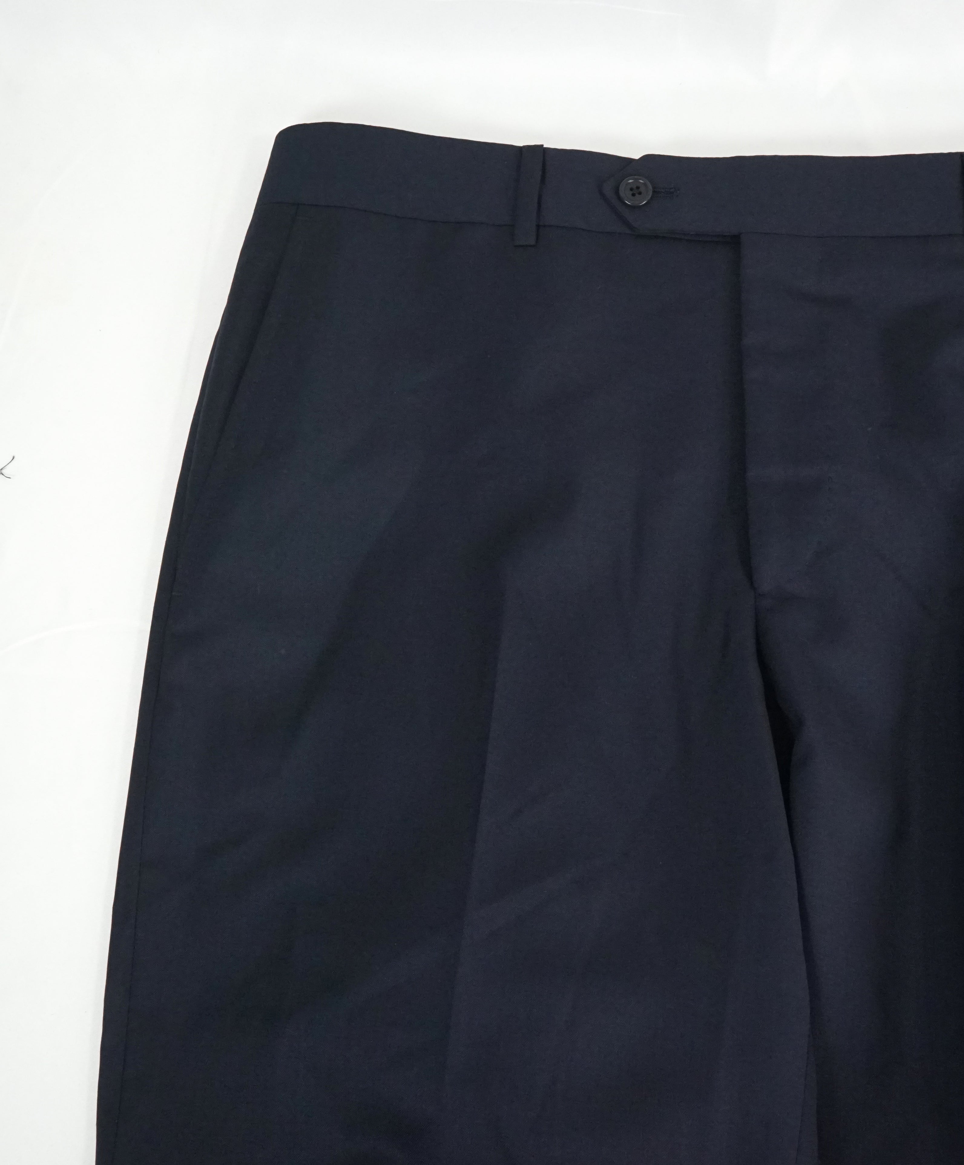 SAKS FIFTH AVE -Navy Wool & Silk MADE IN ITALY Flat Front Dress Pants- 34W